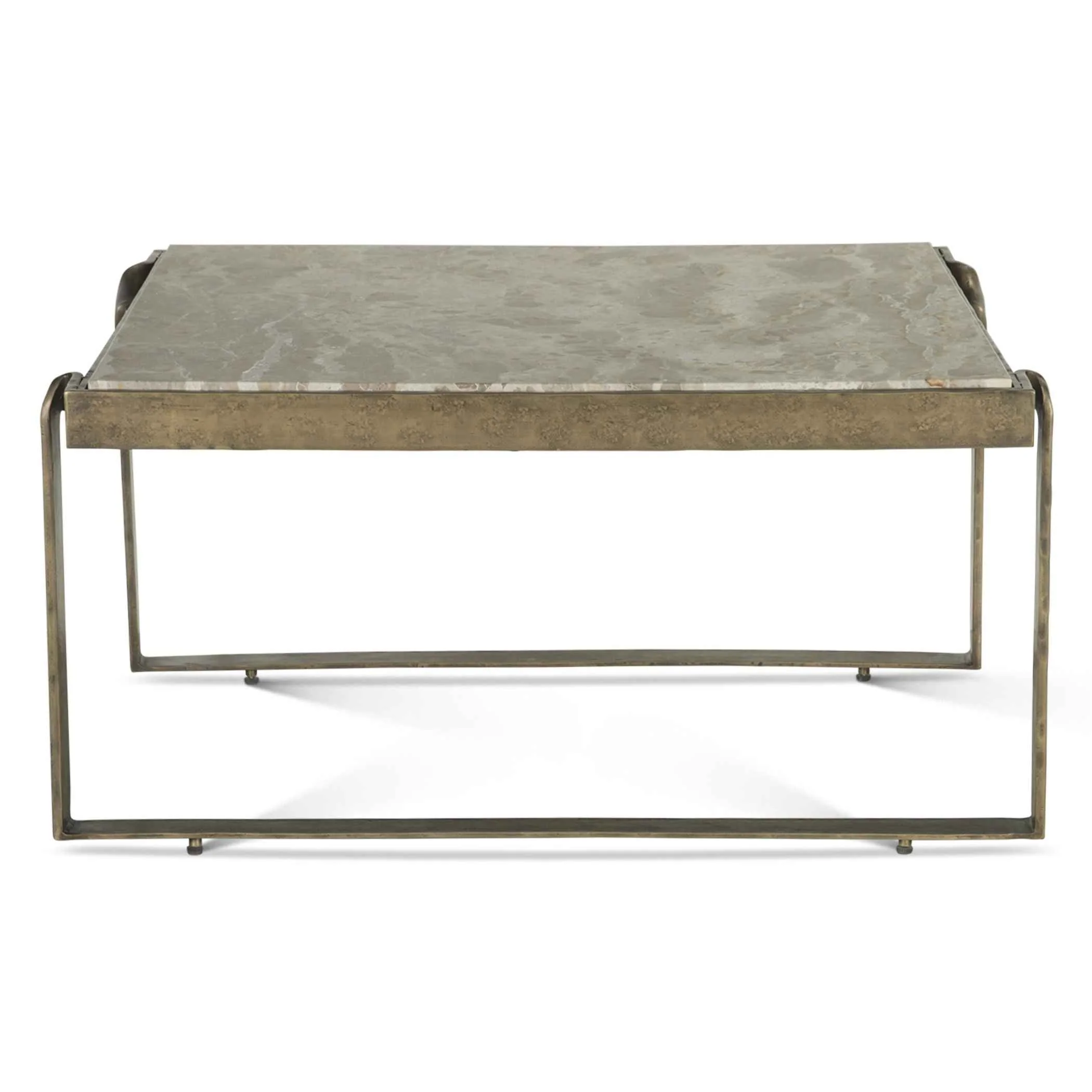 Argos 32" Coffee Table with Marble and Antique Brass - Image 4