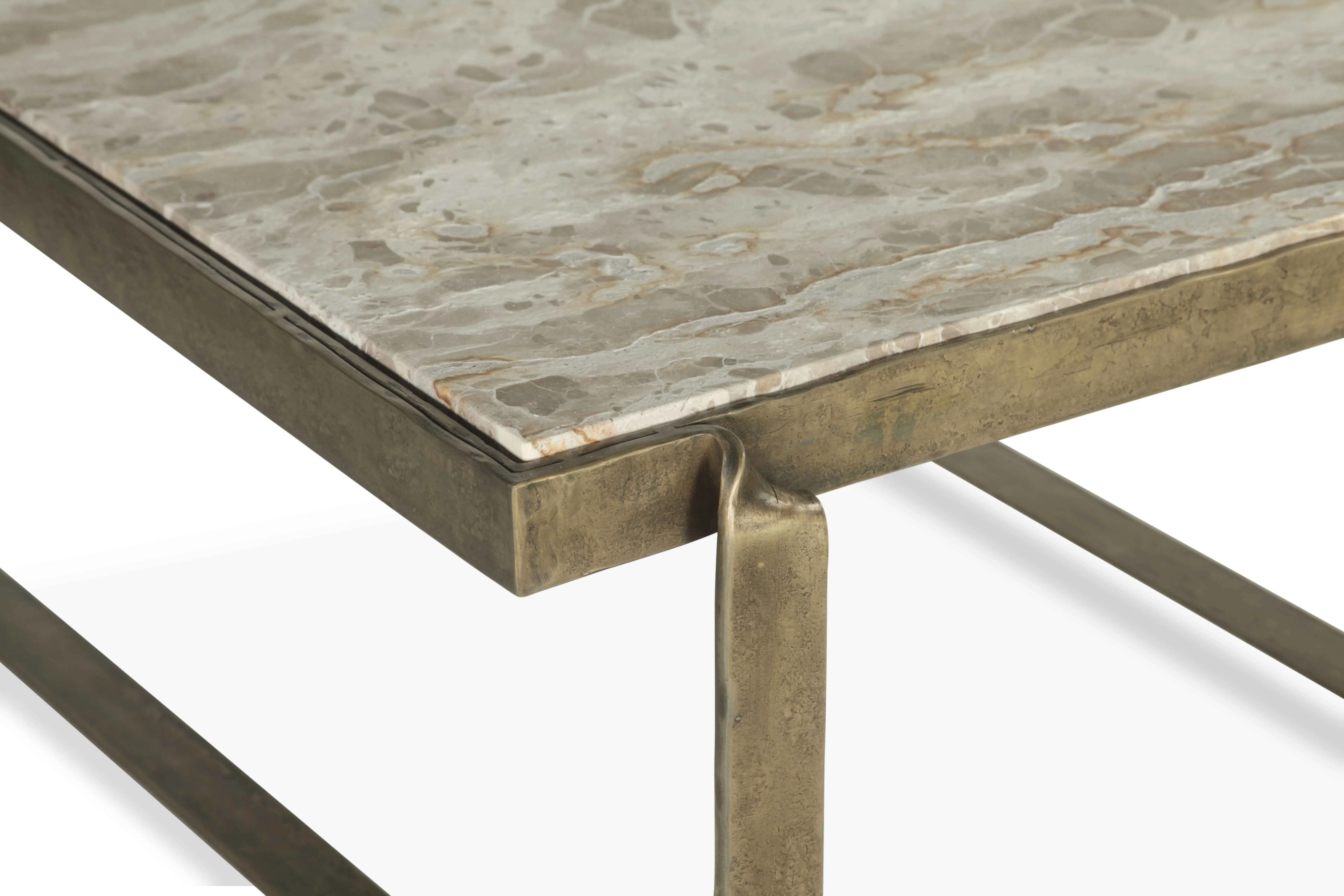 Argos 32" Coffee Table with Marble and Antique Brass - Image 6