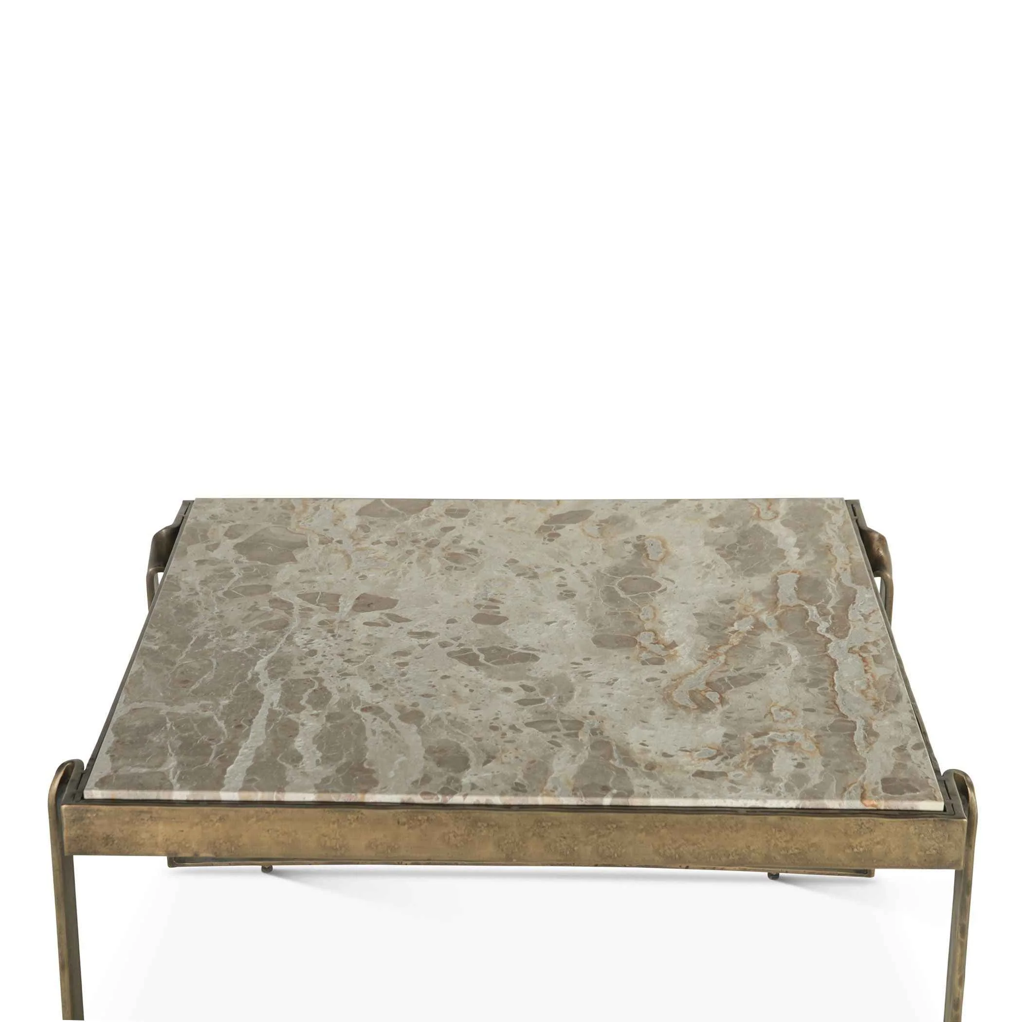 Argos 32" Coffee Table with Marble and Antique Brass - Image 8