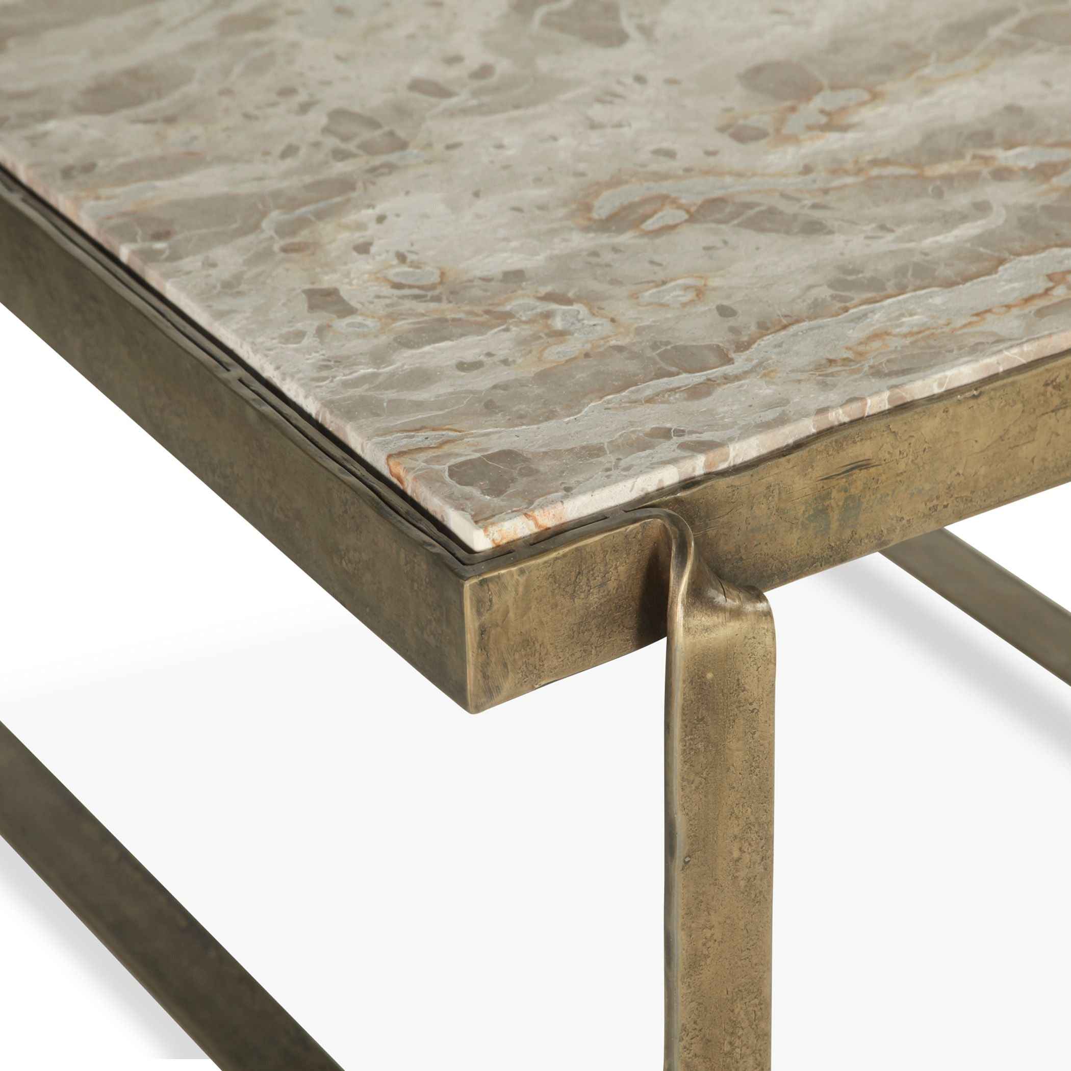 Argos 32" Coffee Table with Marble and Antique Brass - Image 9