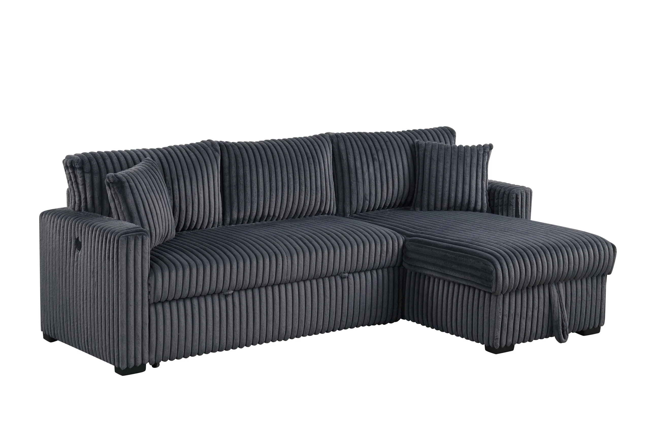 Aria Charcoal Sectional With Pull-Out Bed & Storage Chaise - Image 4