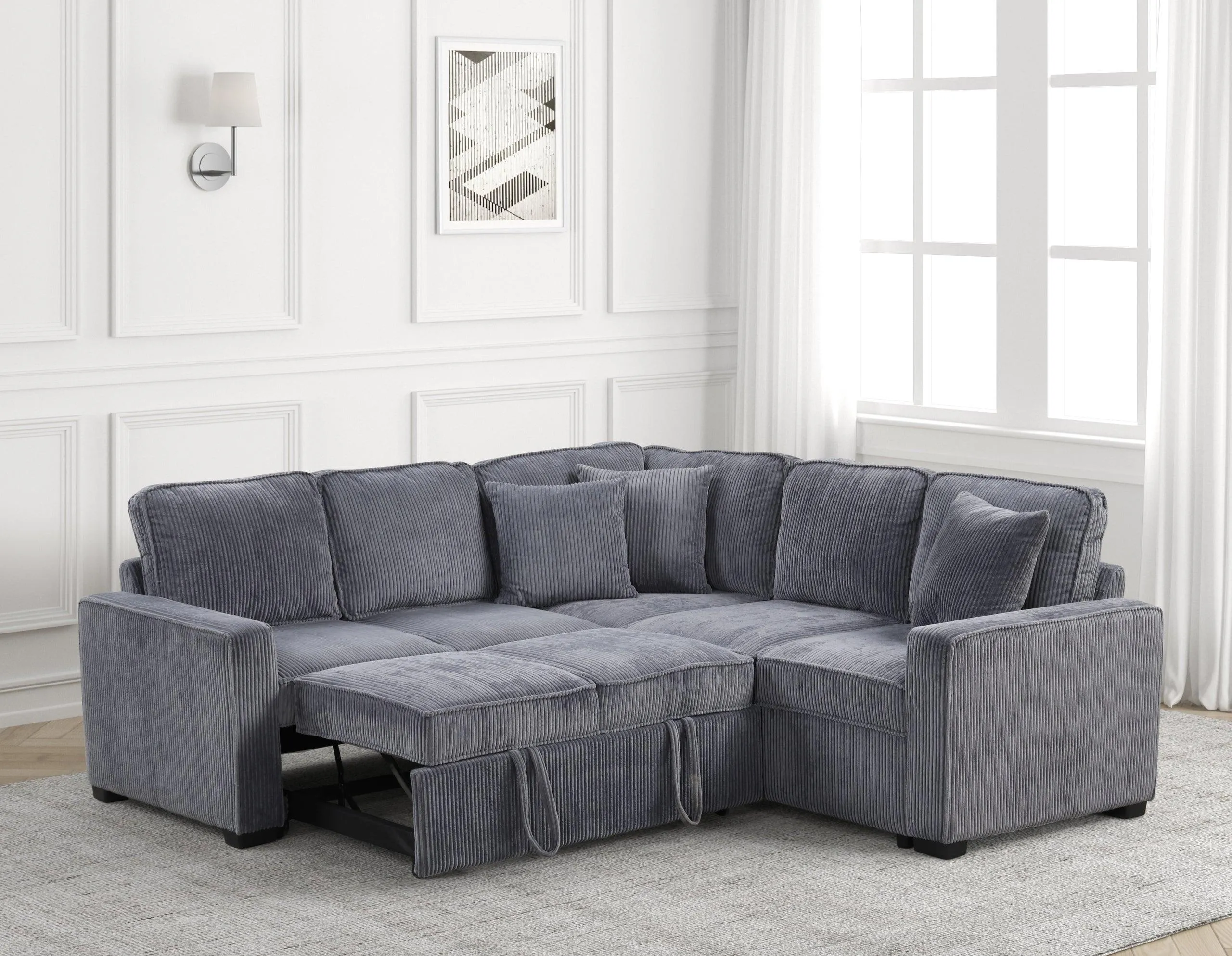 Ariel Charcoal Sectional With Pull-Out Bed - Image 2