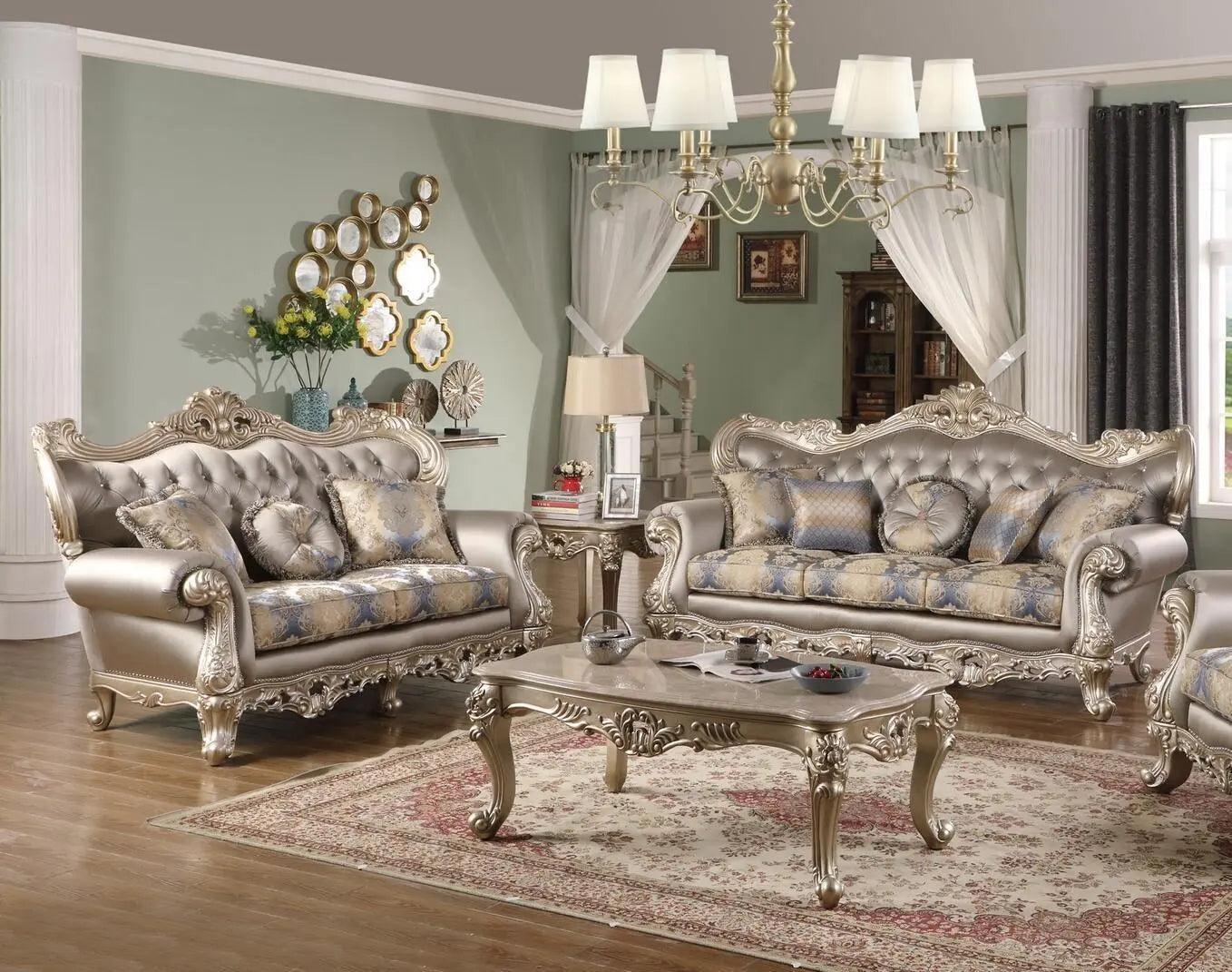 Ariel Transitional Silver Wood Finish Living Room Set - Image 2