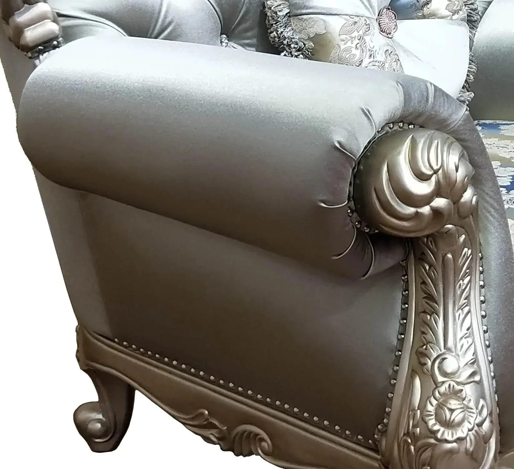 Ariel Transitional Style Chair In Silver Finish Wood - Image 4
