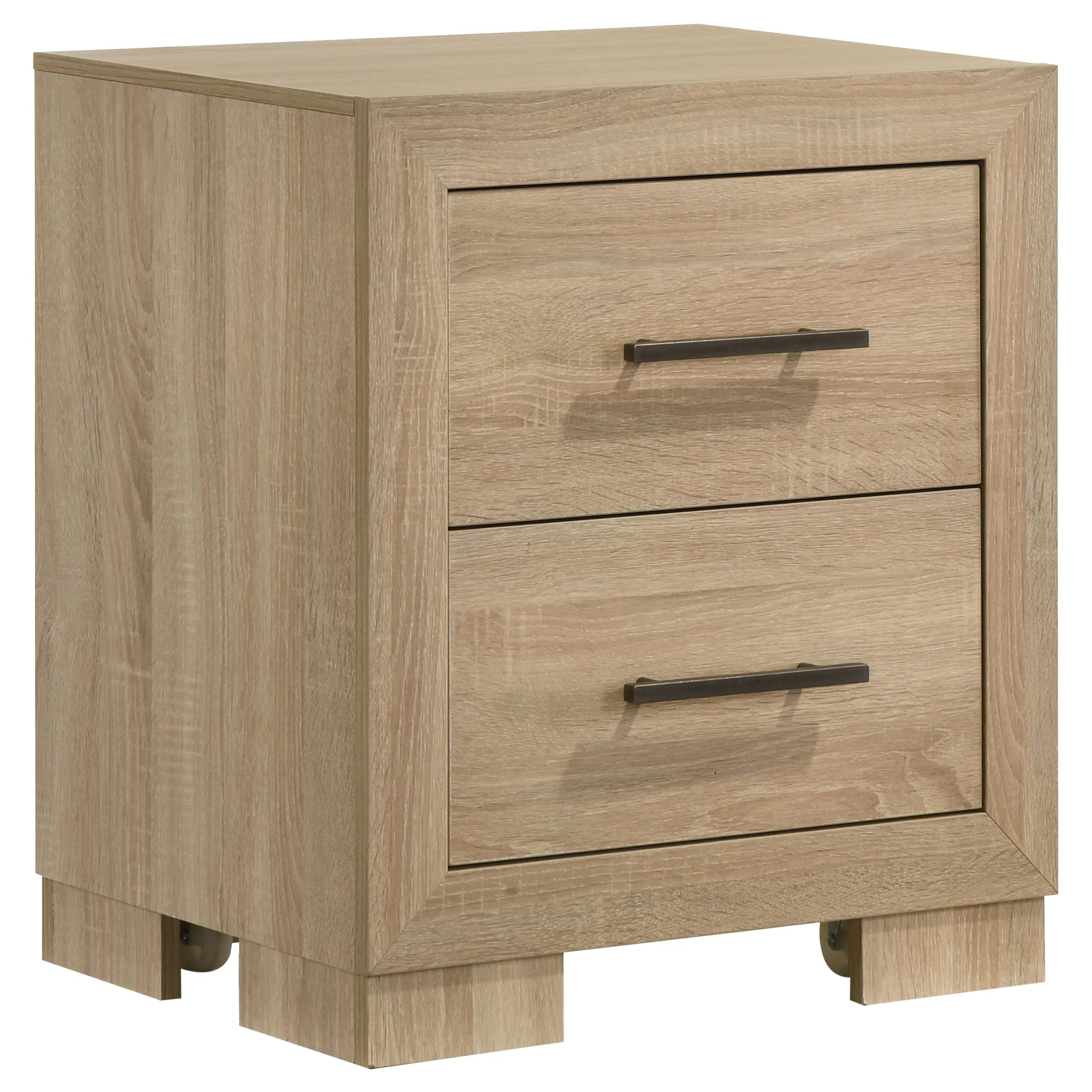 Arielle Light Oak 2-drawer Bedroom Nightstand with Casters - Image 2