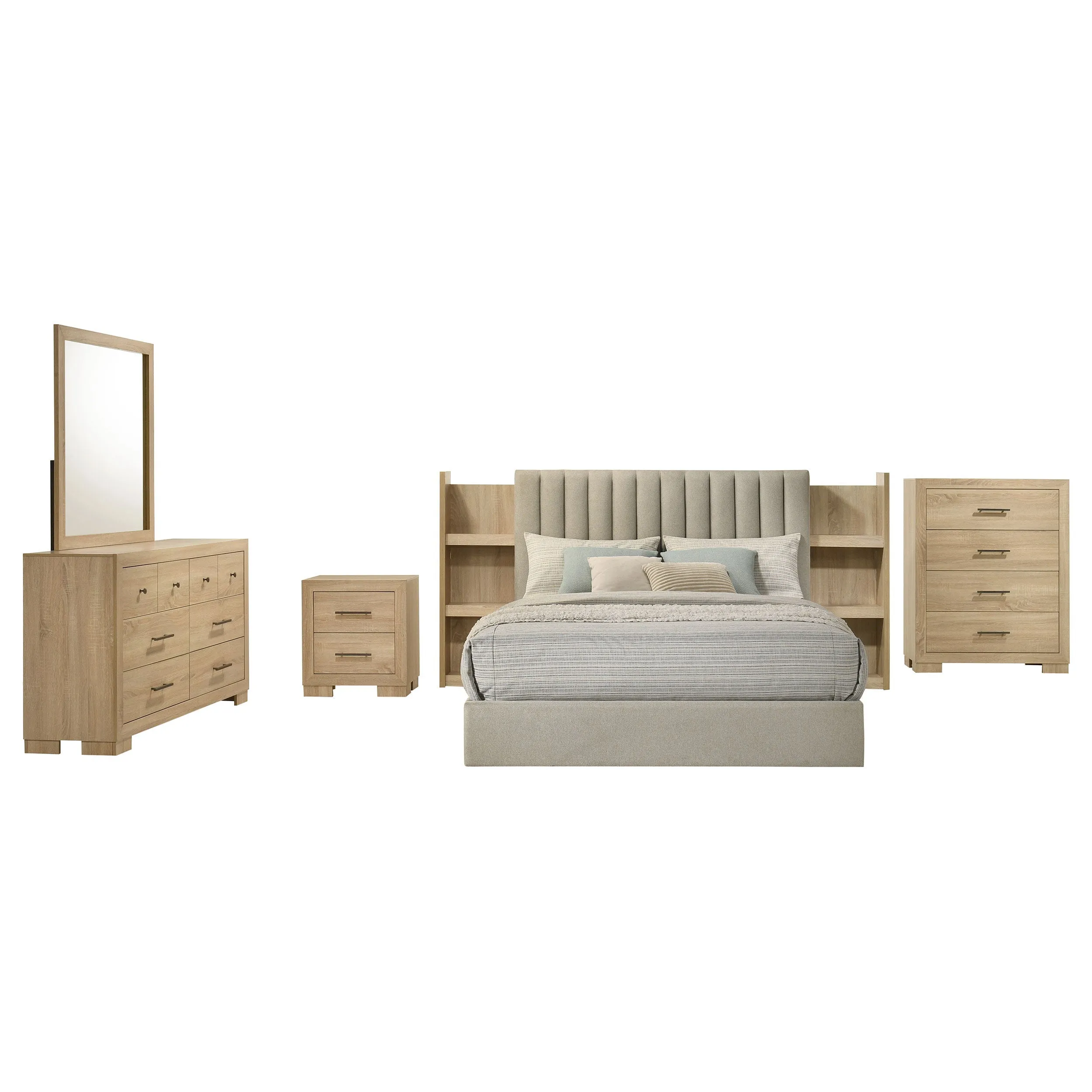 Arielle Light Oak 5-piece Eastern King Bedroom Set - Image 2