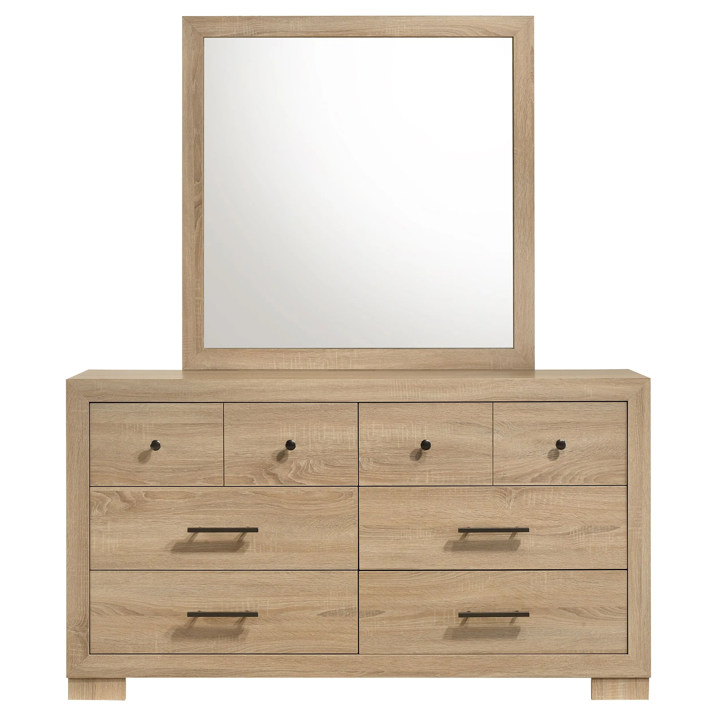 Arielle Light Oak 6-drawer Bedroom Dresser with Mirror - Image 3