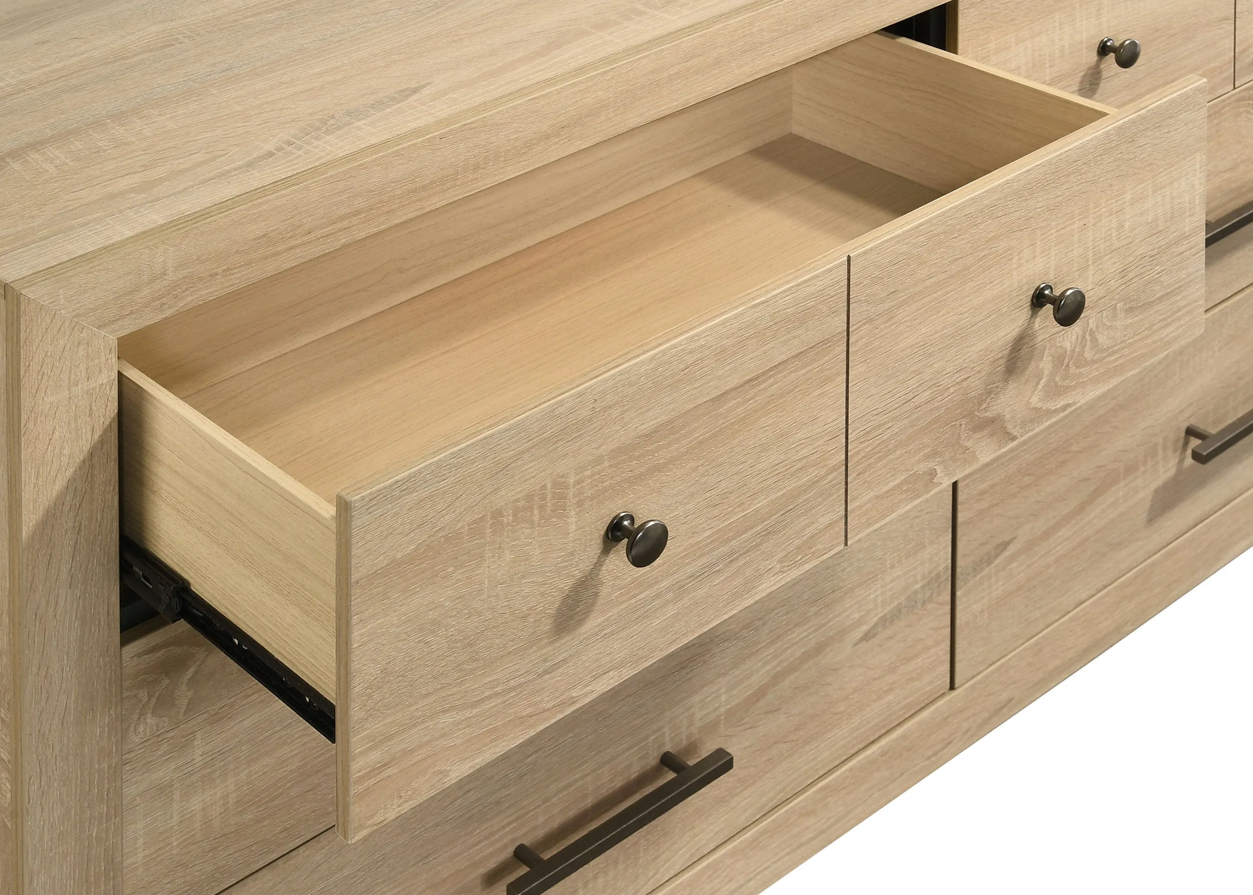 Arielle Light Oak 6-drawer Bedroom Dresser with Mirror - Image 7