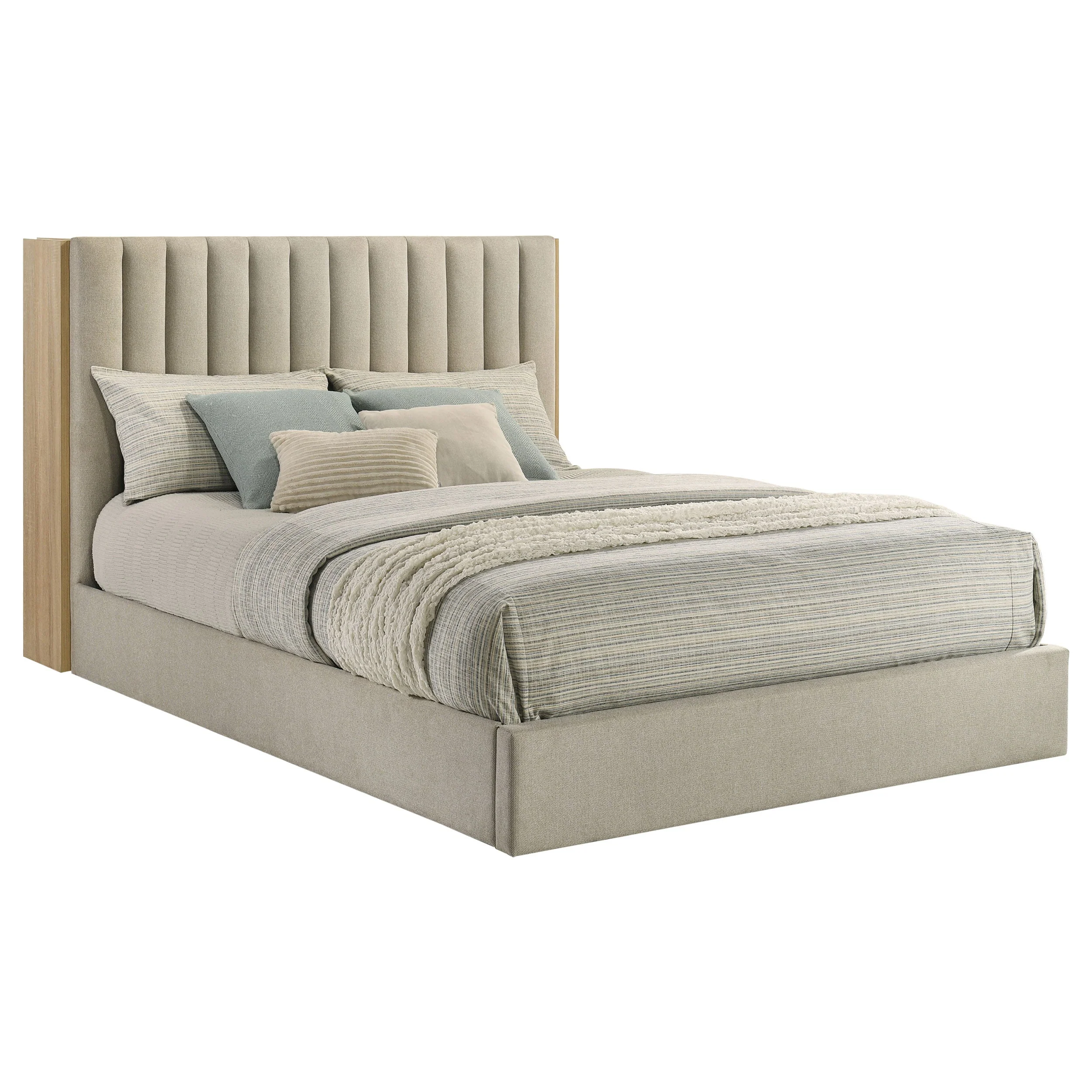 Arielle Light Oak Eastern King Bookcase Panel Storage Bed - Image 2
