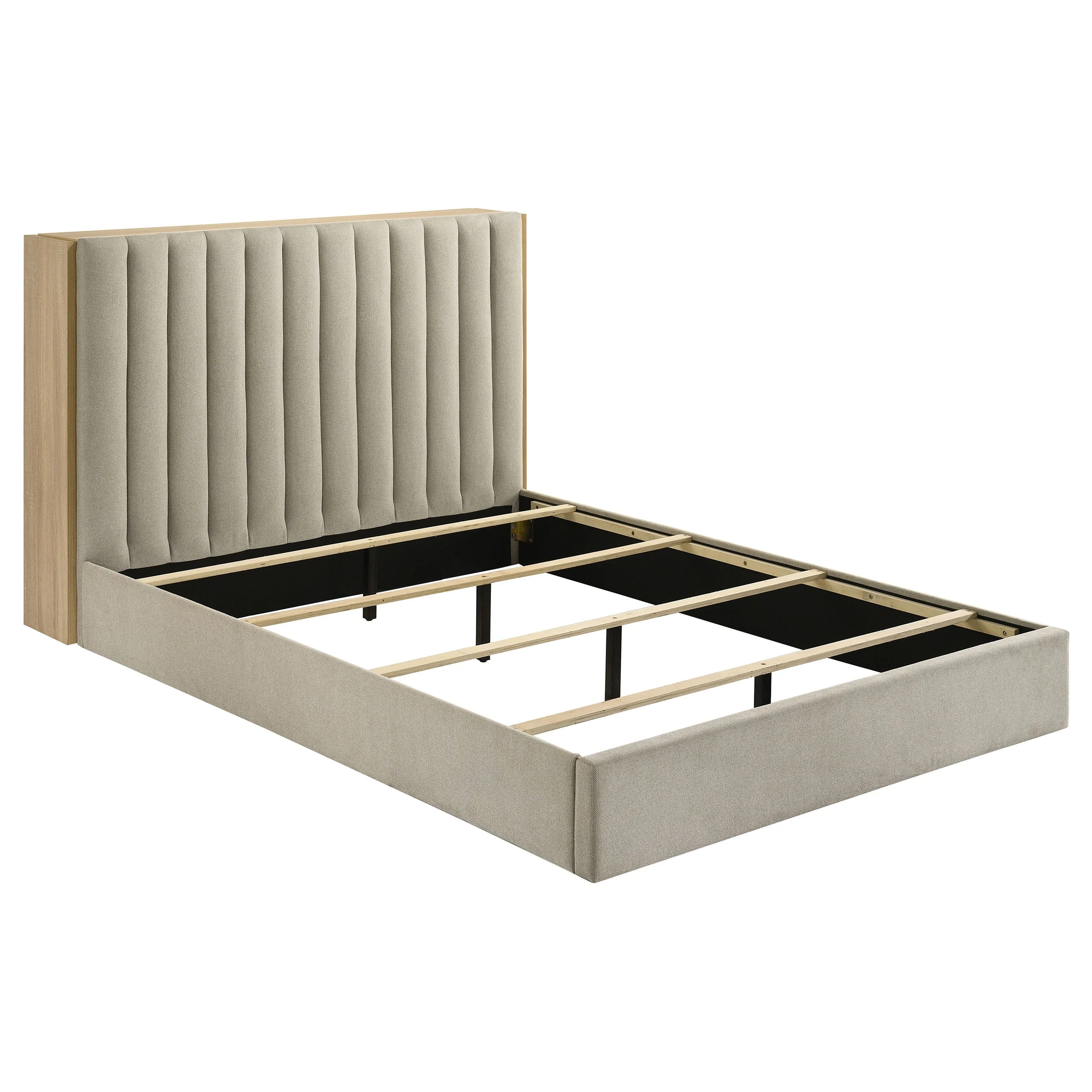 Arielle Light Oak Eastern King Bookcase Panel Storage Bed - Image 3