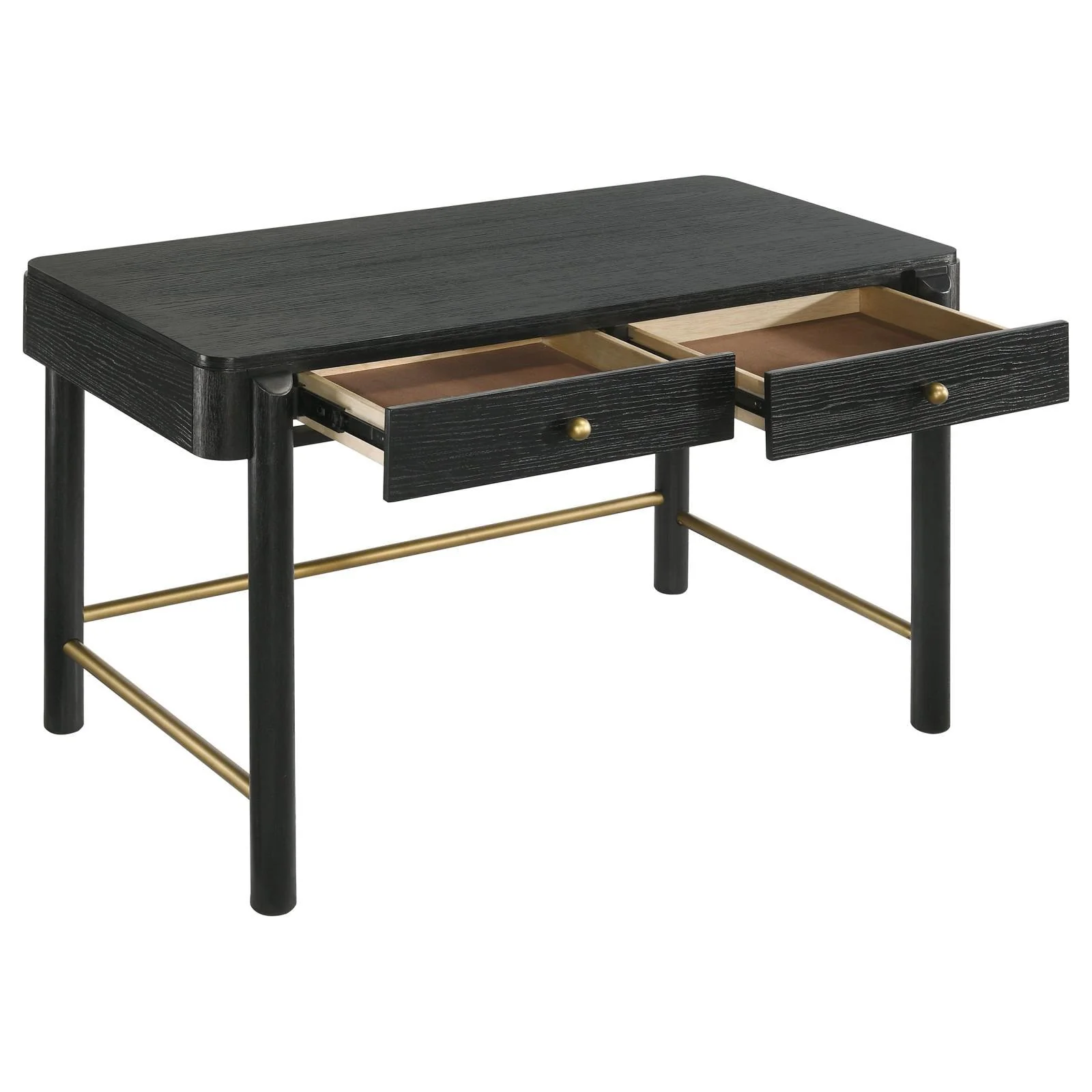 Arini Black 2-drawer Vanity Desk Makeup Table Black - Image 2