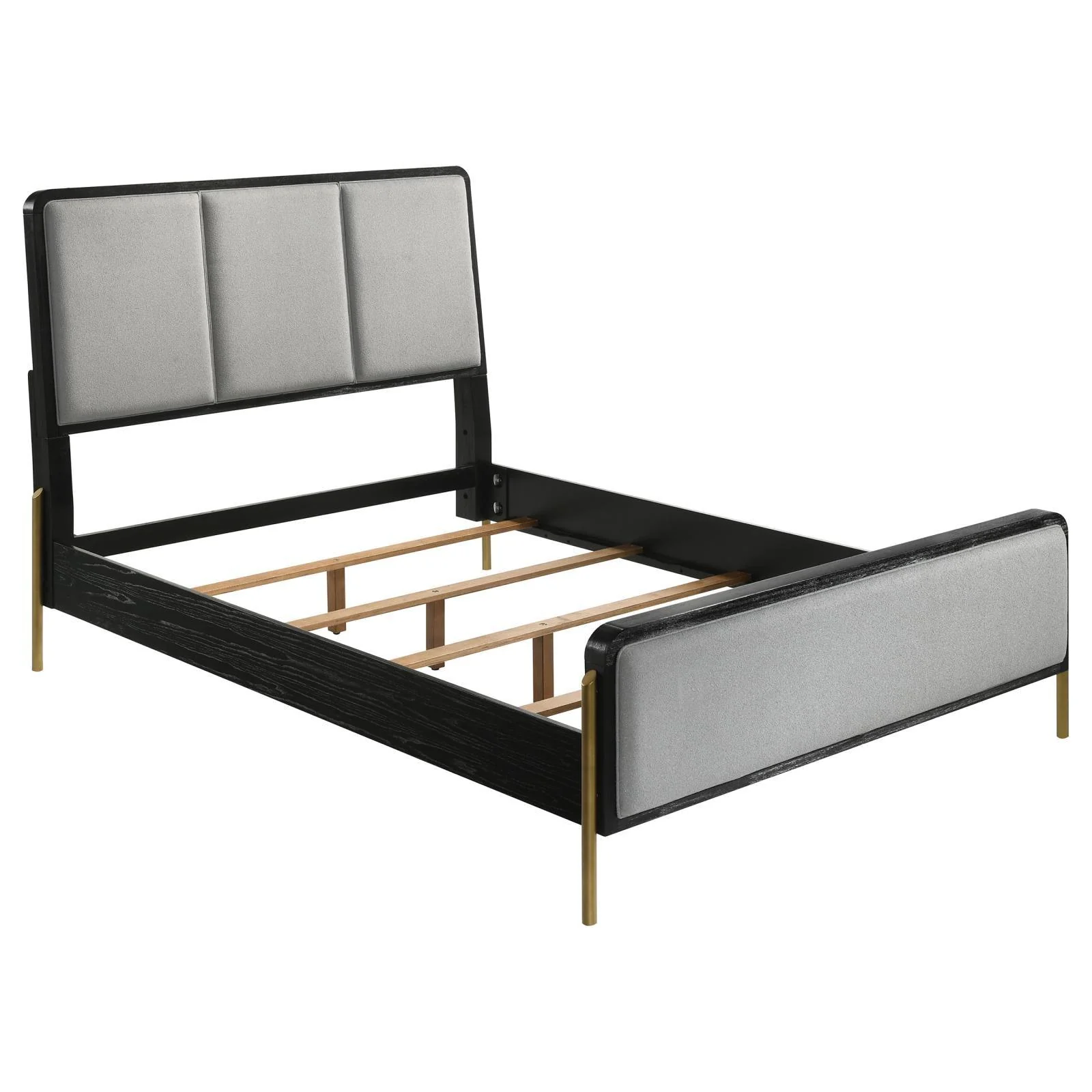 Arini Black and Gray Eastern King Bed with Upholstered Headboard - Image 3