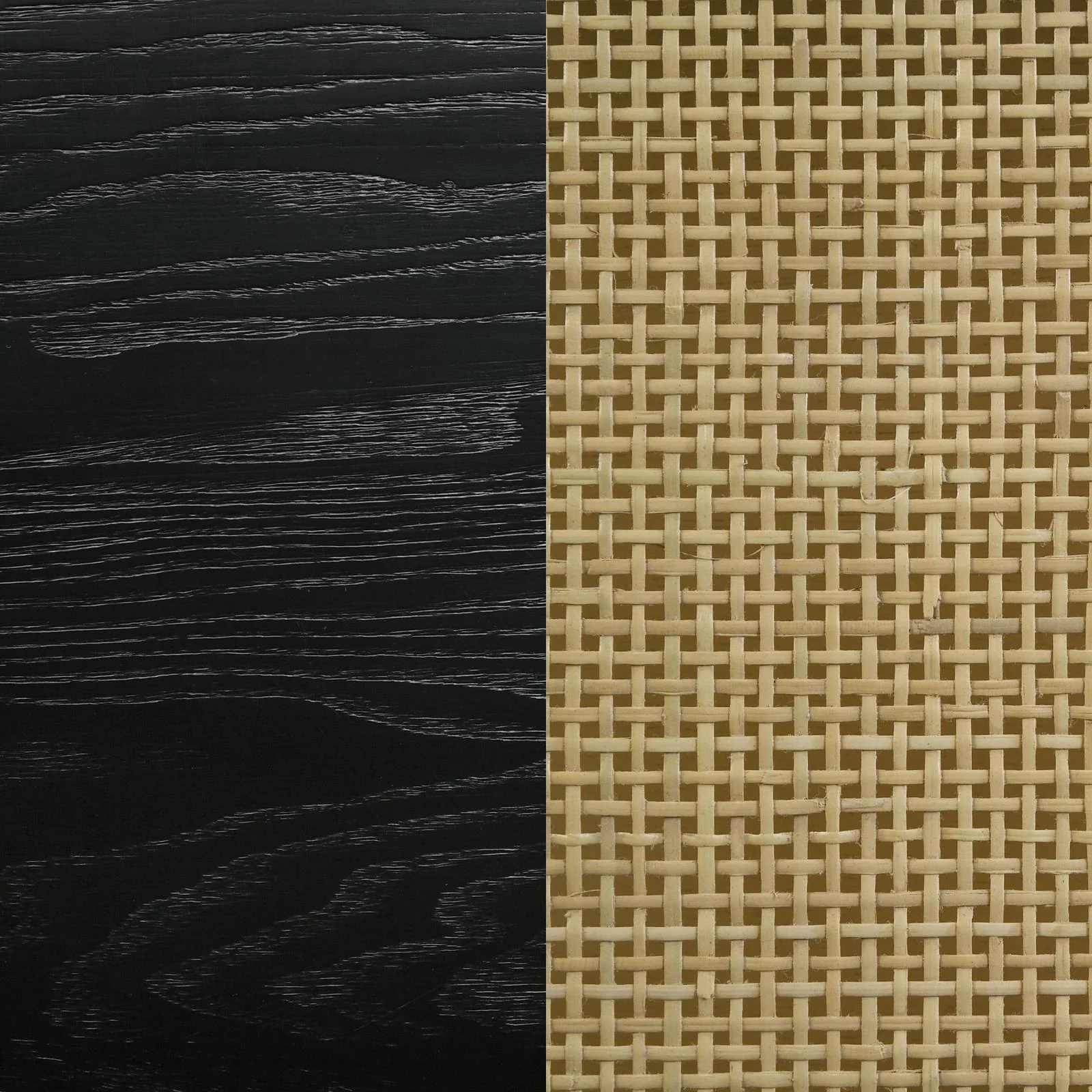 Arini Black and Natural Eastern King Bed with Woven Rattan Headboard - Image 10