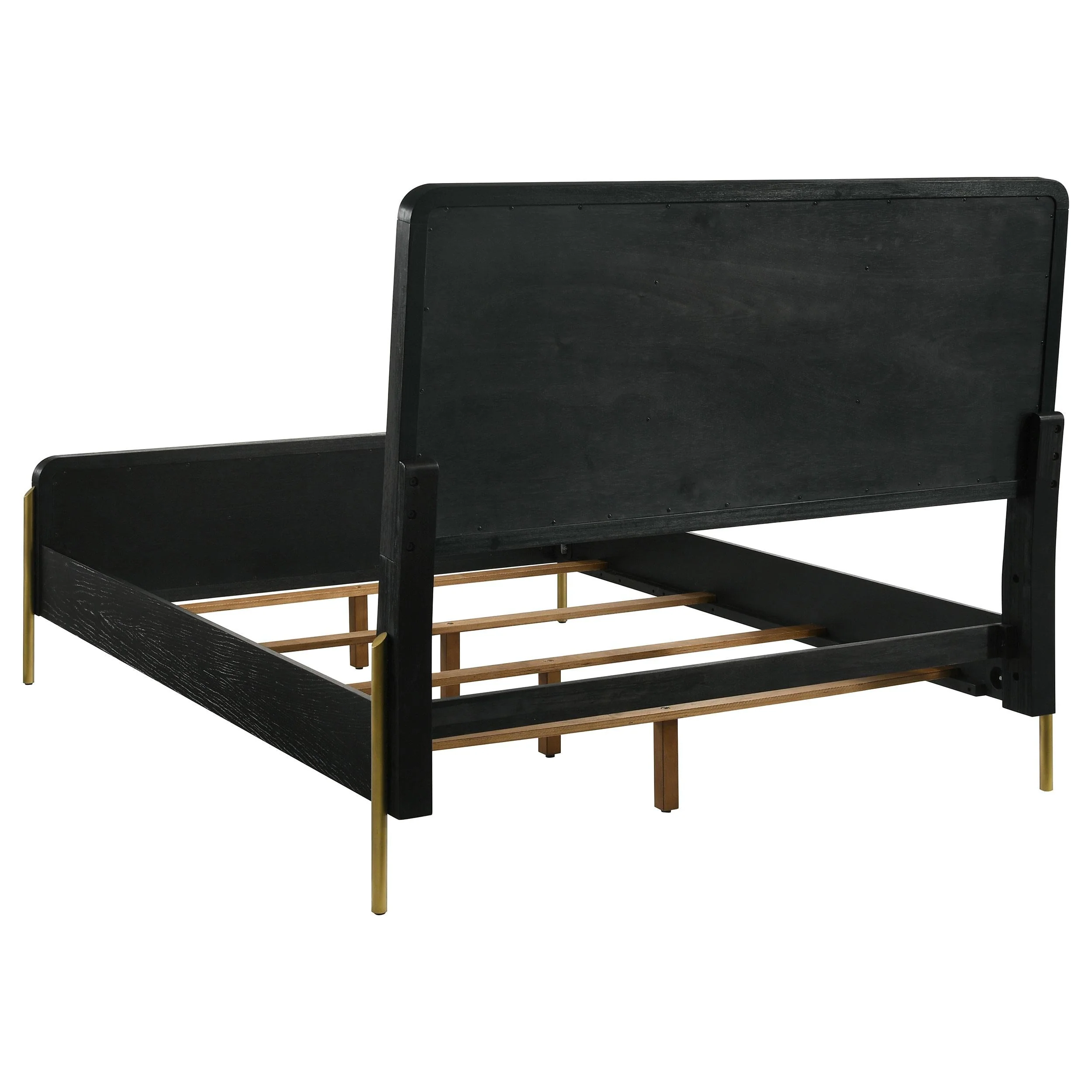 Arini Black and Natural Rattan California King Panel Bed - Image 4