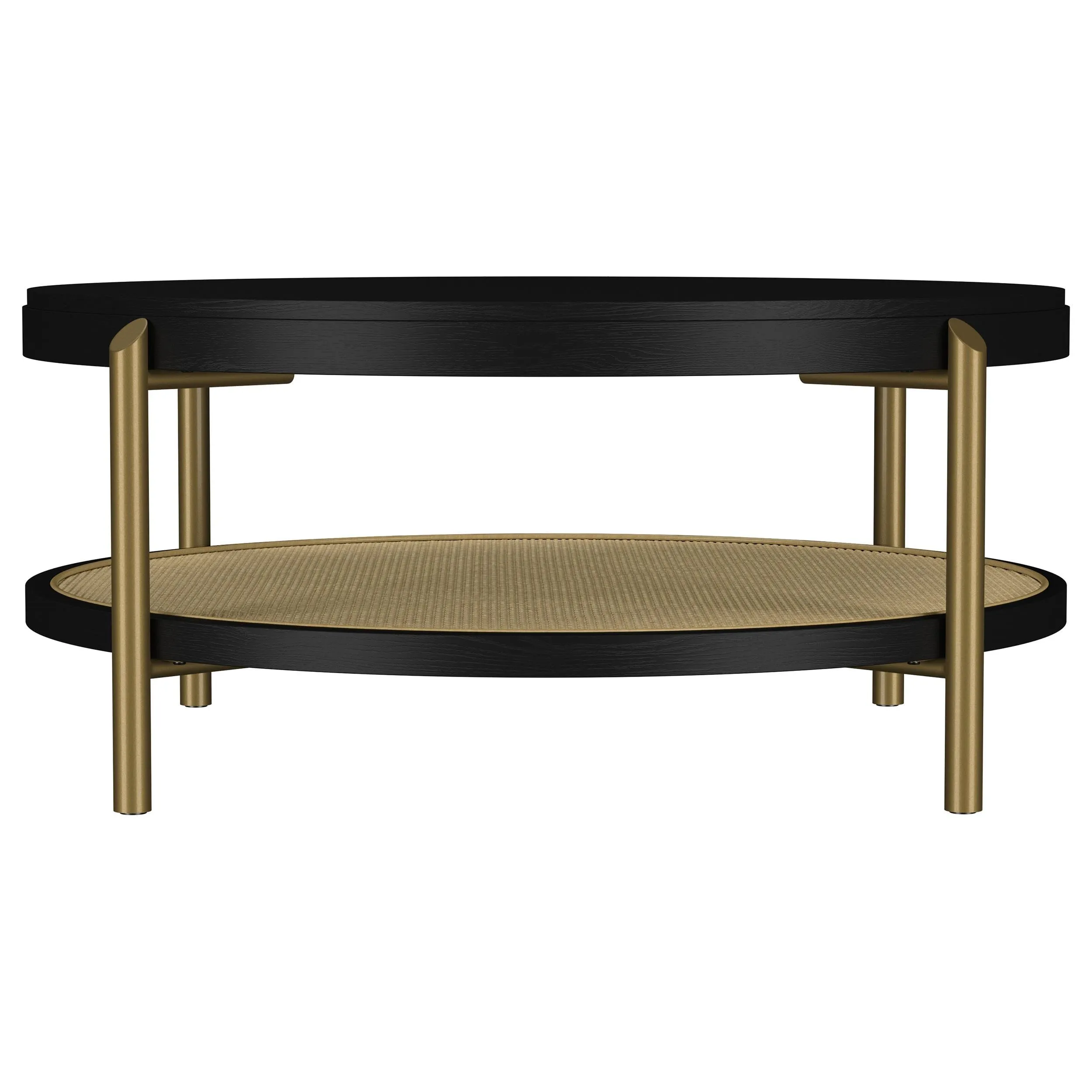 Arini Black Round Coffee Table With Storage Shelf - Image 2