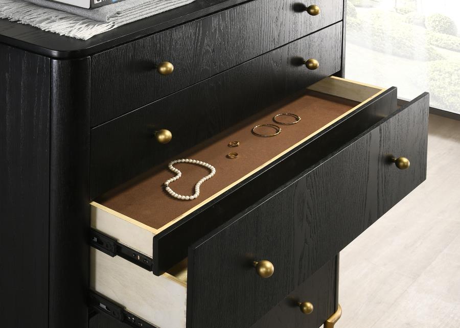 Arini Cream and Black 5-iece Eastern King Bedroom Set - Image 14