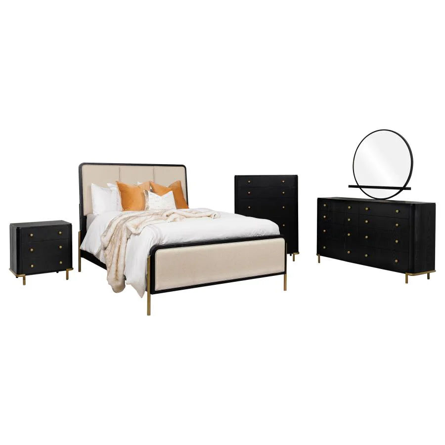 Arini Cream and Black 5-iece Eastern King Bedroom Set - Image 2
