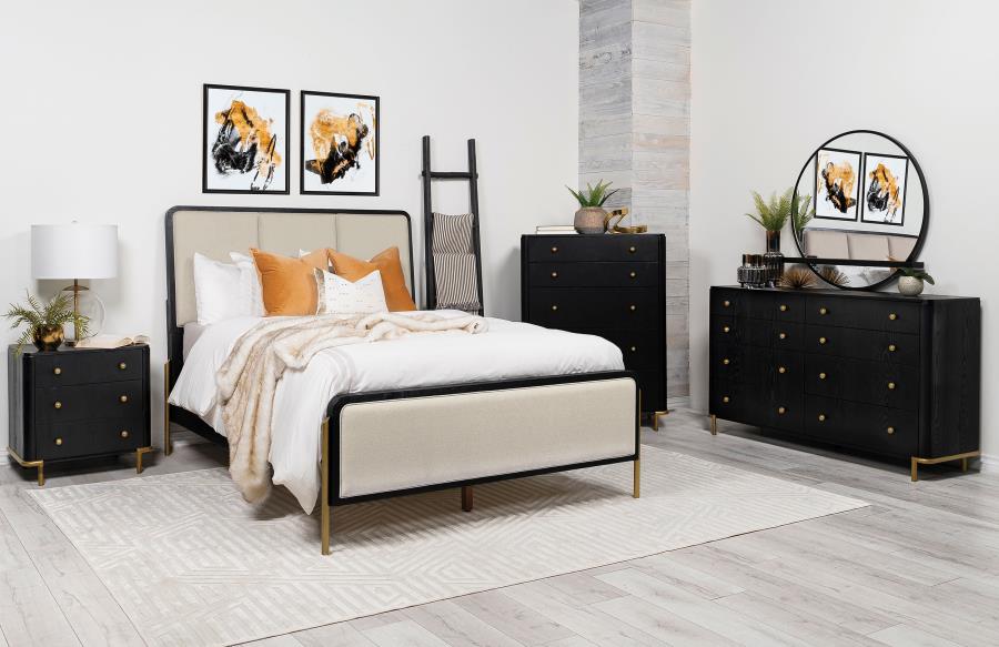Arini Cream and Black 5-piece Queen Bedroom Set
