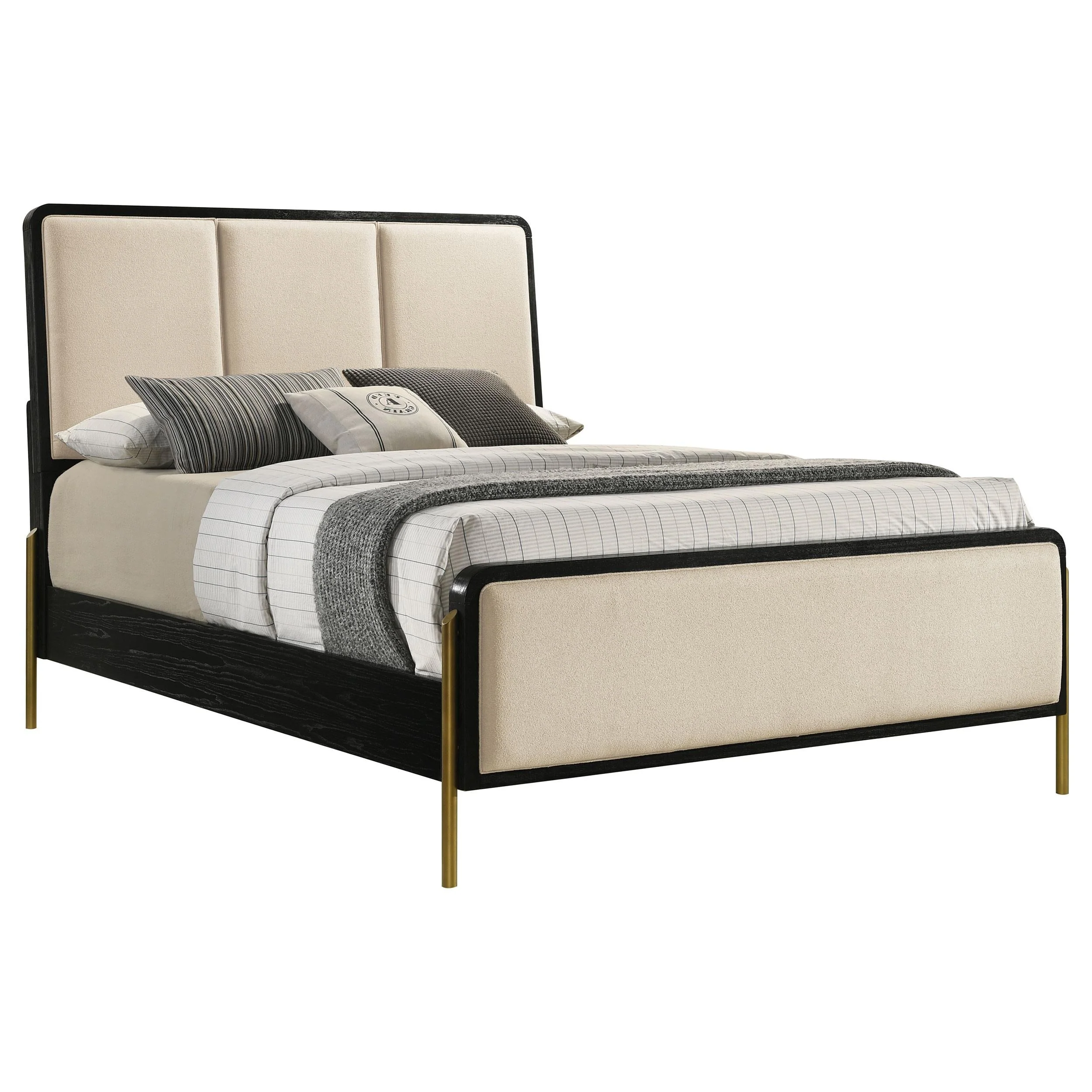 Arini Cream and Black California King Panel Bed - Image 2