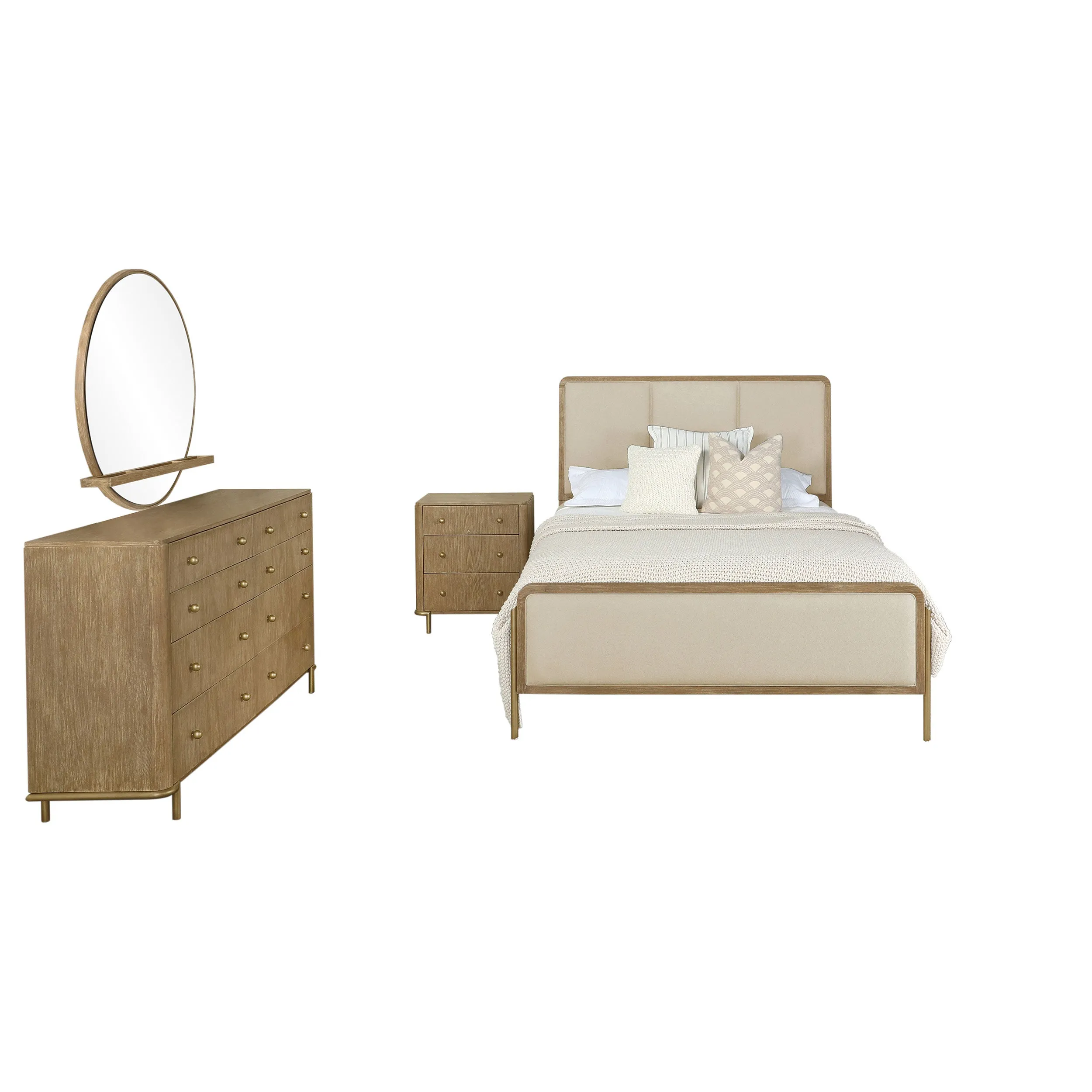 Arini Cream and Sand Wash 4-piece Queen Bedroom Set - Image 2