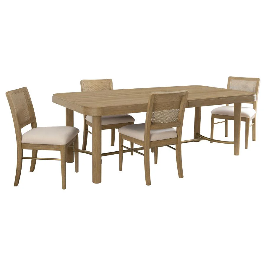 Arini Sand Wash 5-Piece Extension Leaf Dining Table Set - Image 2