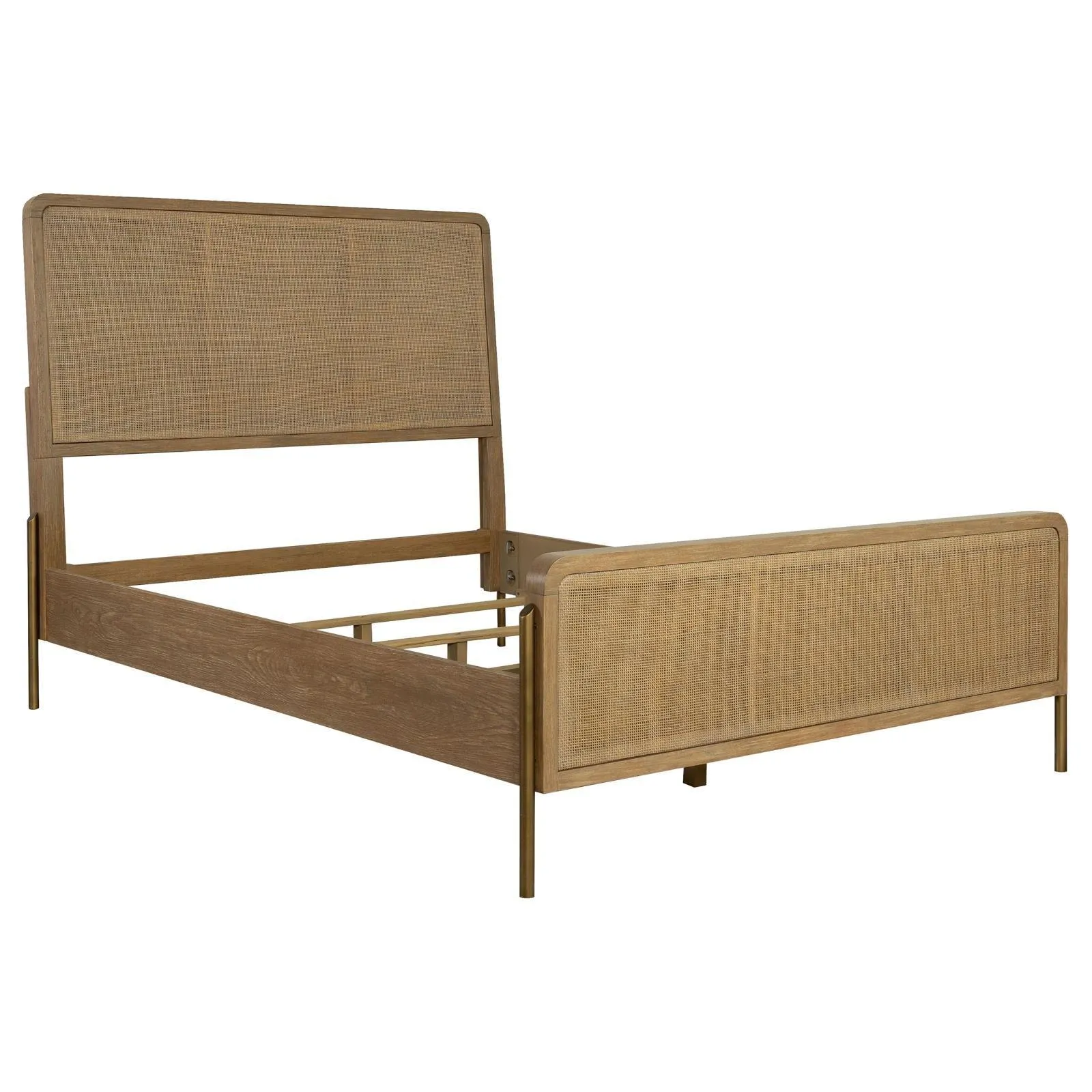 Arini Sand Wash and Natural Cane Upholstered Queen Panel Bed - Image 3