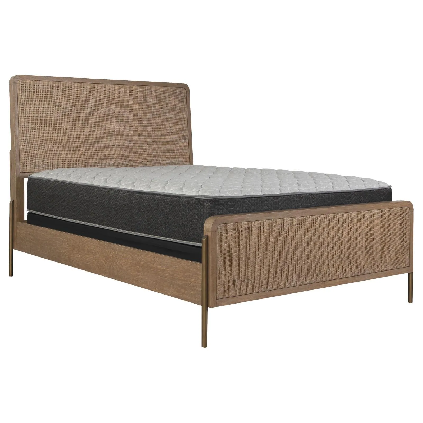 Arini Sand Wash and Natural Cane Upholstered Queen Panel Bed - Image 4