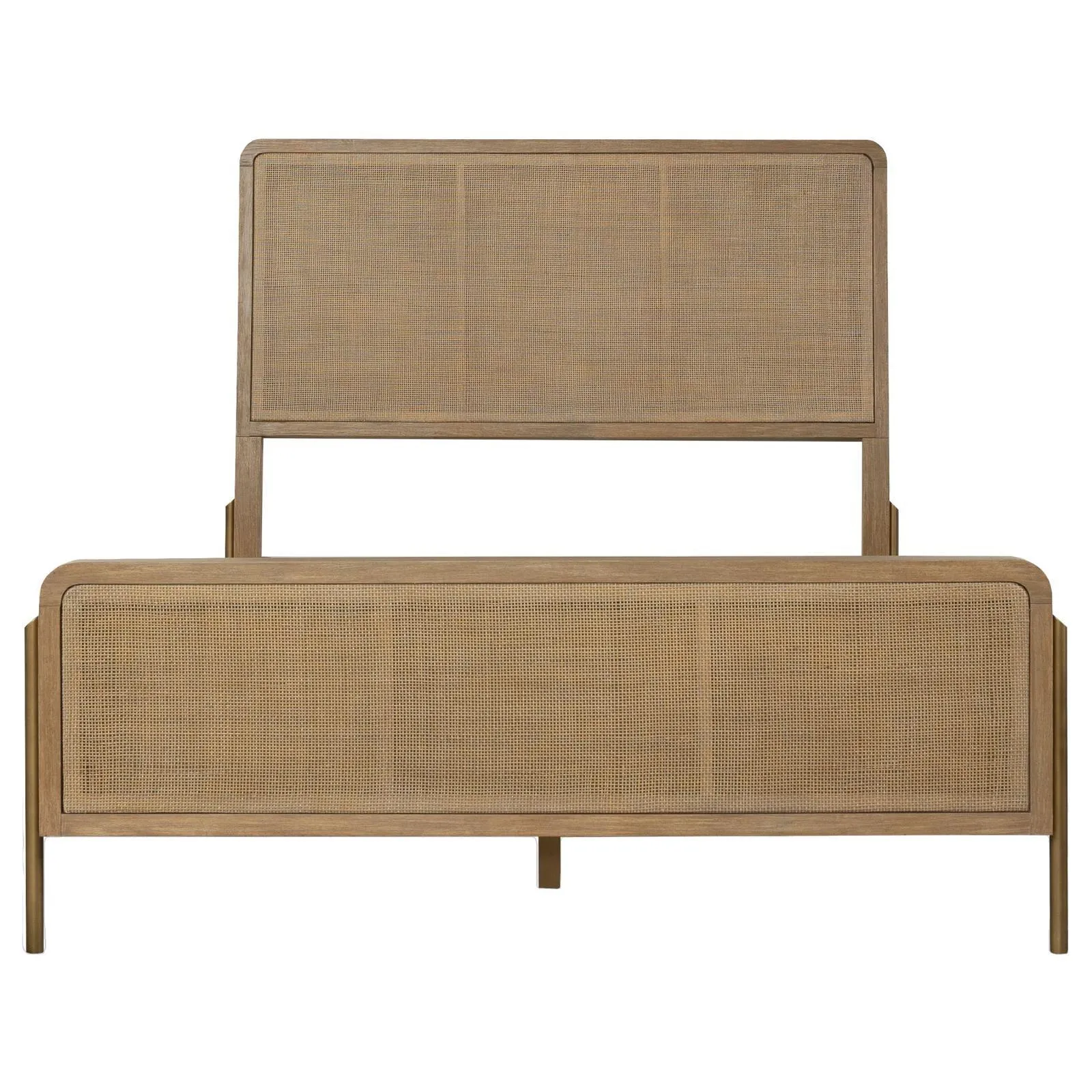 Arini Sand Wash and Natural Cane Upholstered Queen Panel Bed - Image 5