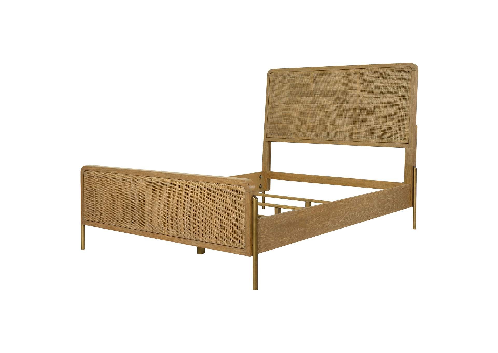 Arini Sand Wash and Natural Rattan California King Panel Bed - Image 4