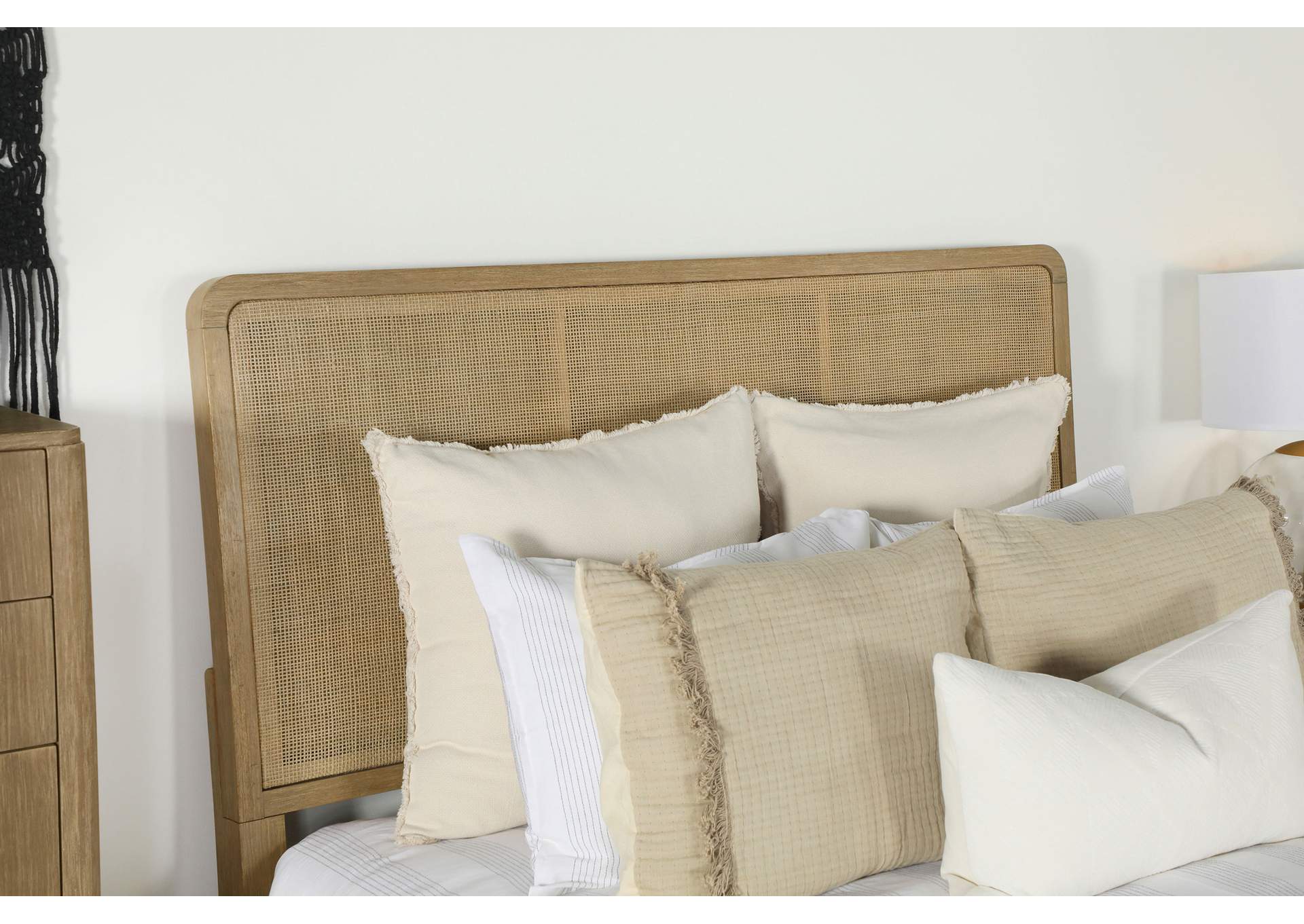 Arini Sand Wash and Natural Rattan California King Panel Bed - Image 6