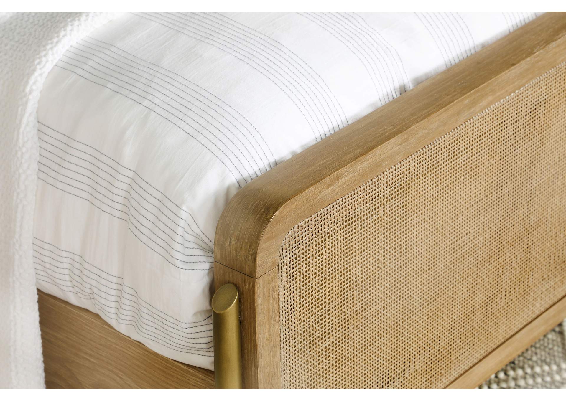 Arini Sand Wash and Natural Rattan California King Panel Bed - Image 7
