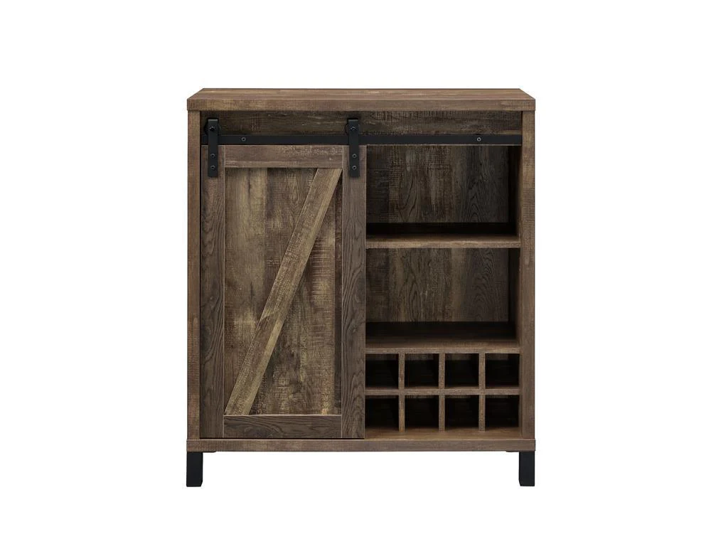 Arlington Rustic Oak Bar Cabinet with Sliding Door - Image 2