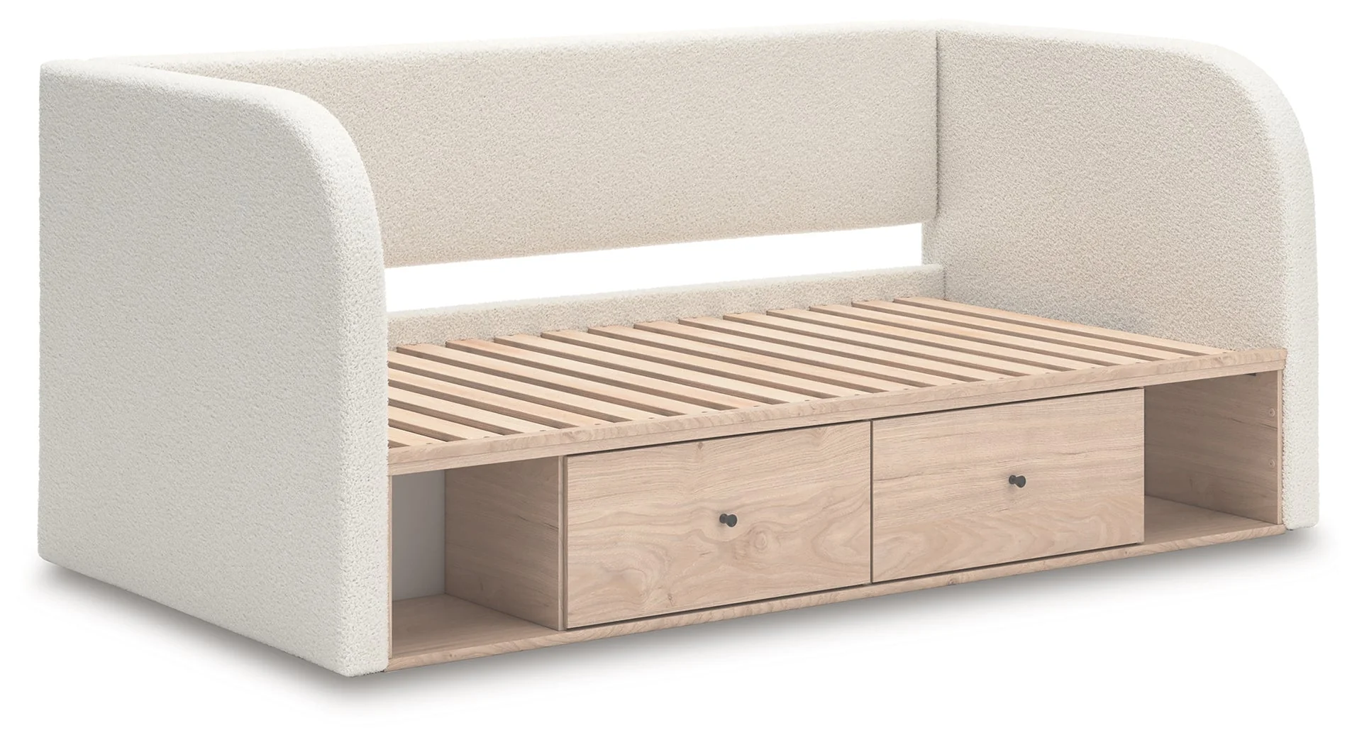 Arloster Tan/White Full Upholstered Day Bed with Storage - Image 4
