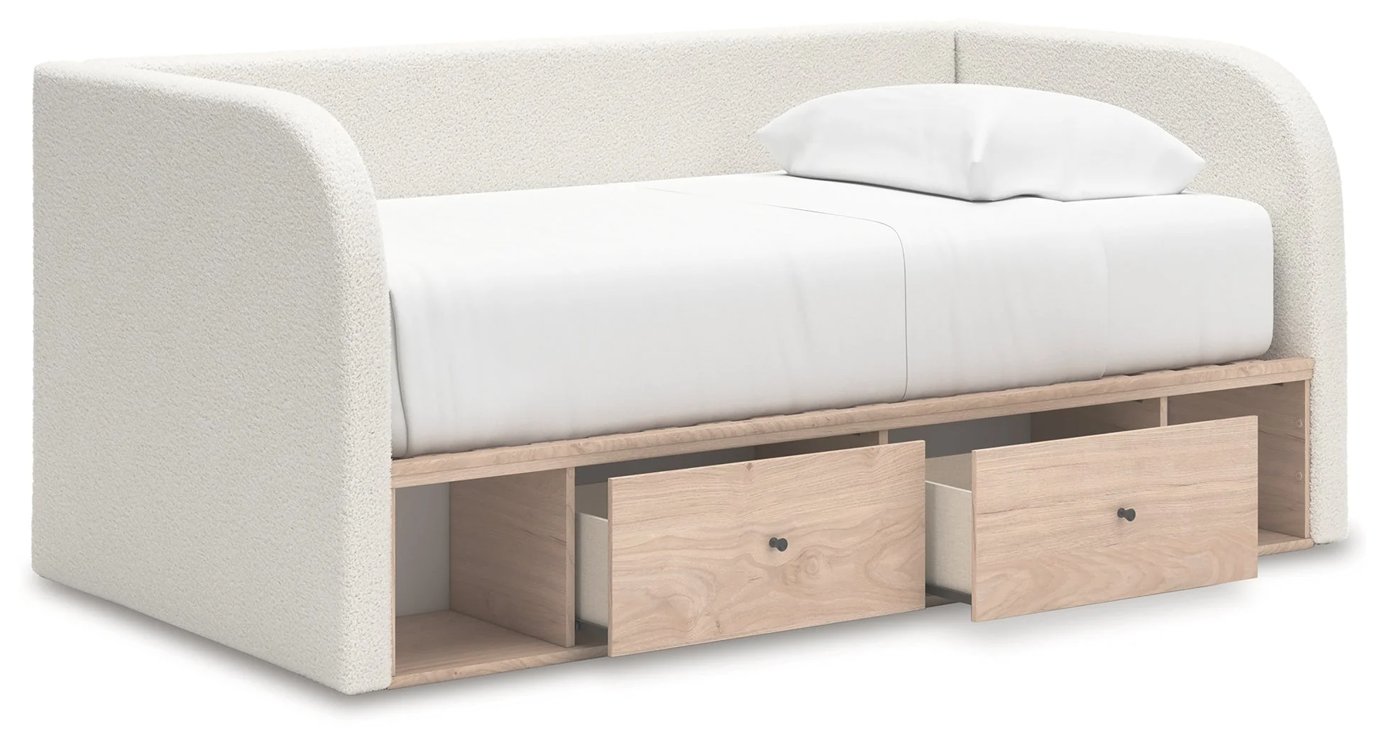 Arloster Tan/White Full Upholstered Day Bed with Storage - Image 5