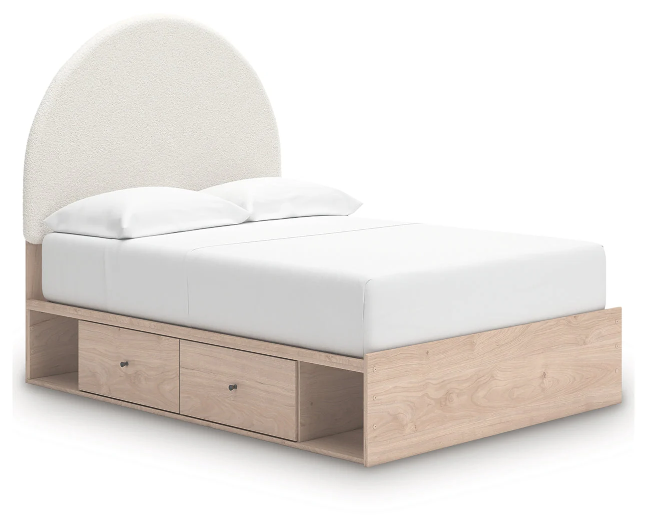 Arloster Tan/White Full Upholstered Platform Bed with Storage - Image 11