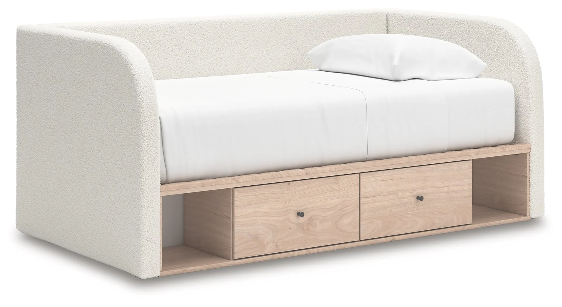 Arloster Tan/White Twin Upholstered Day Bed with Storage - Image 2