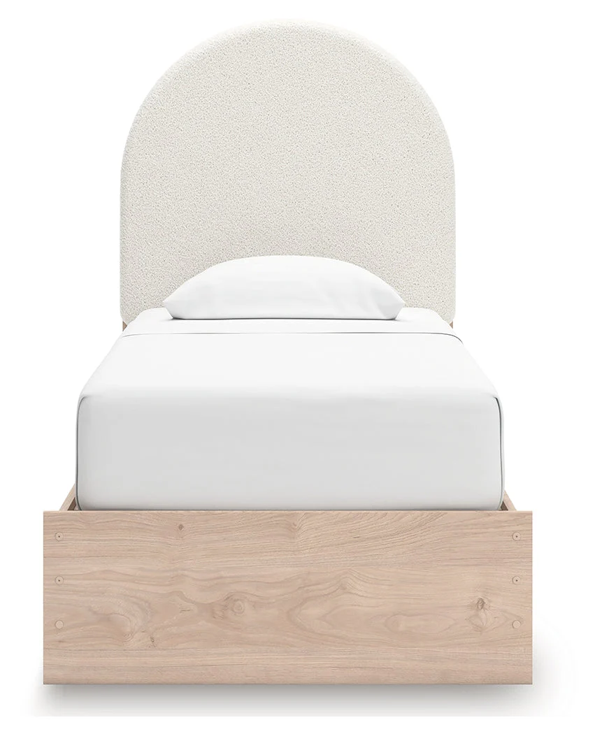 Arloster Tan/White Twin Upholstered Platform Bed - Image 5
