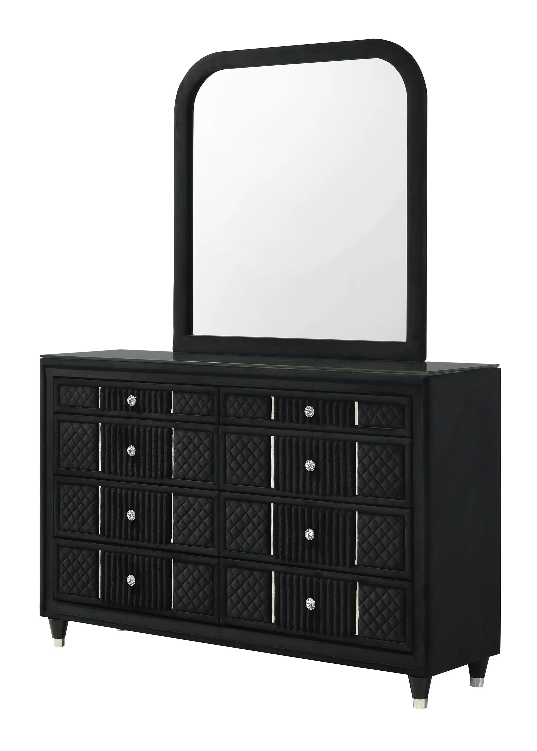 Armany Black Upholstered Wingback Panel Bedroom Set - Image 7