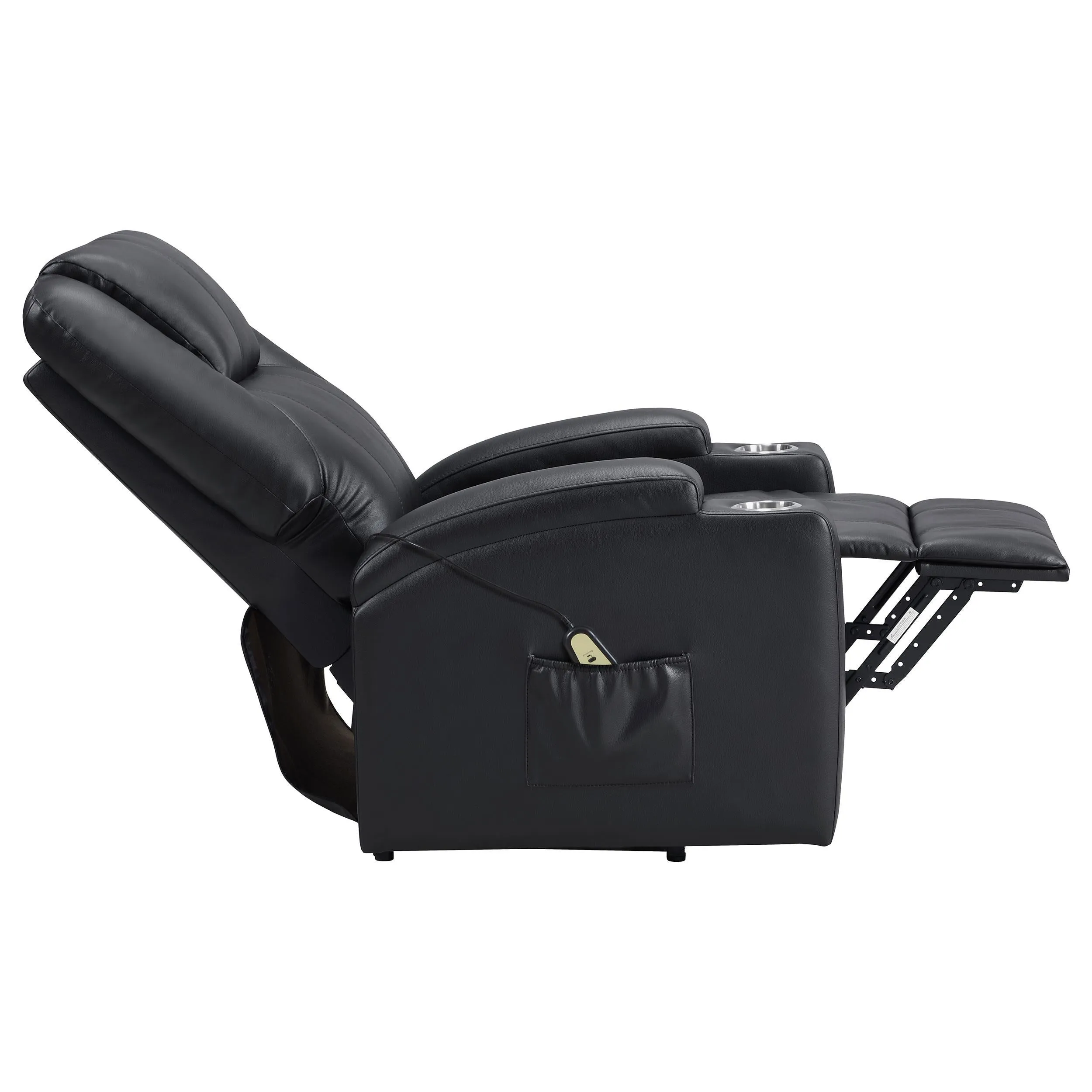 Armstrong Black Upholstered Power Lift Massage Recliner - Image 10