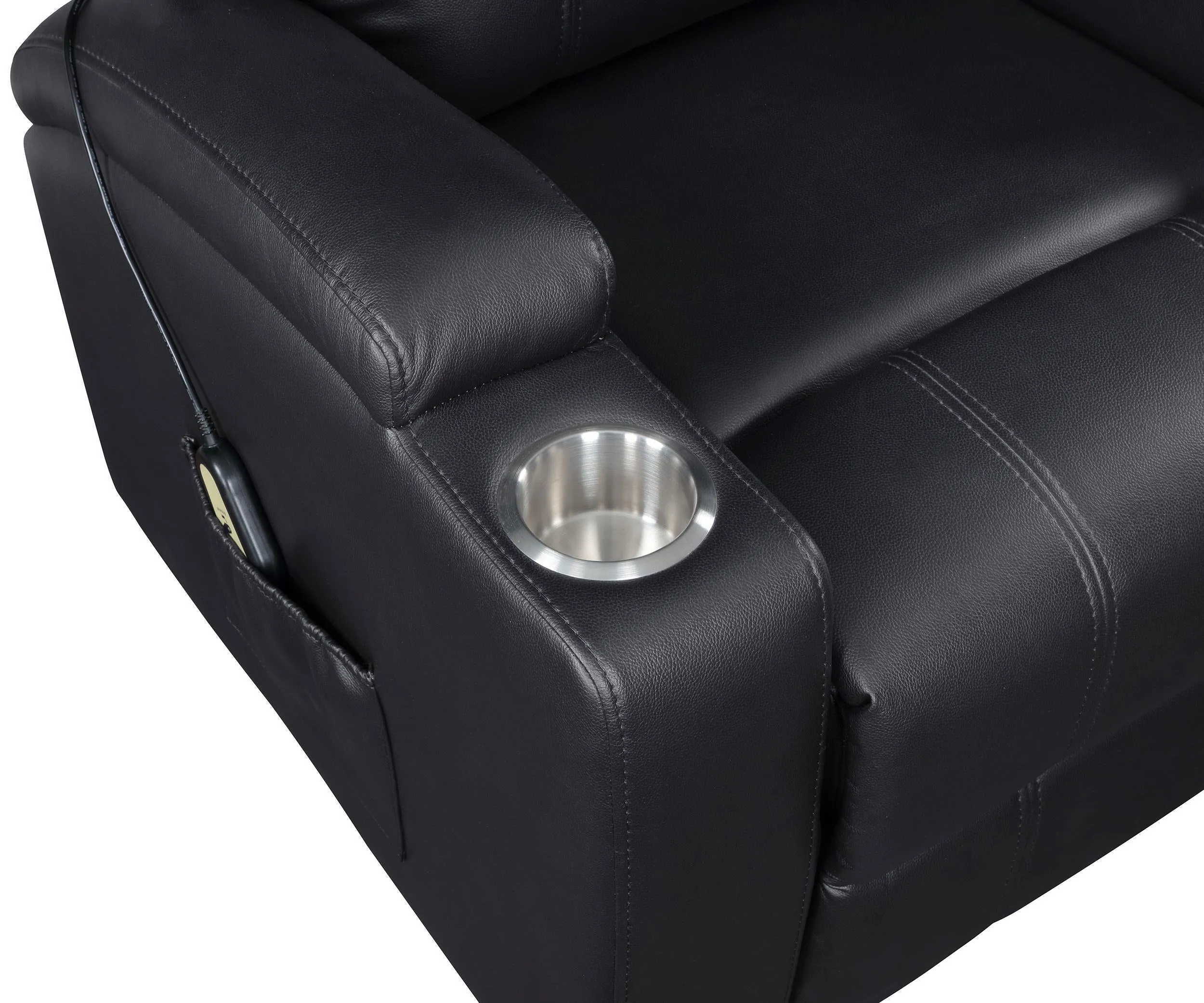 Armstrong Black Upholstered Power Lift Massage Recliner - Image 11