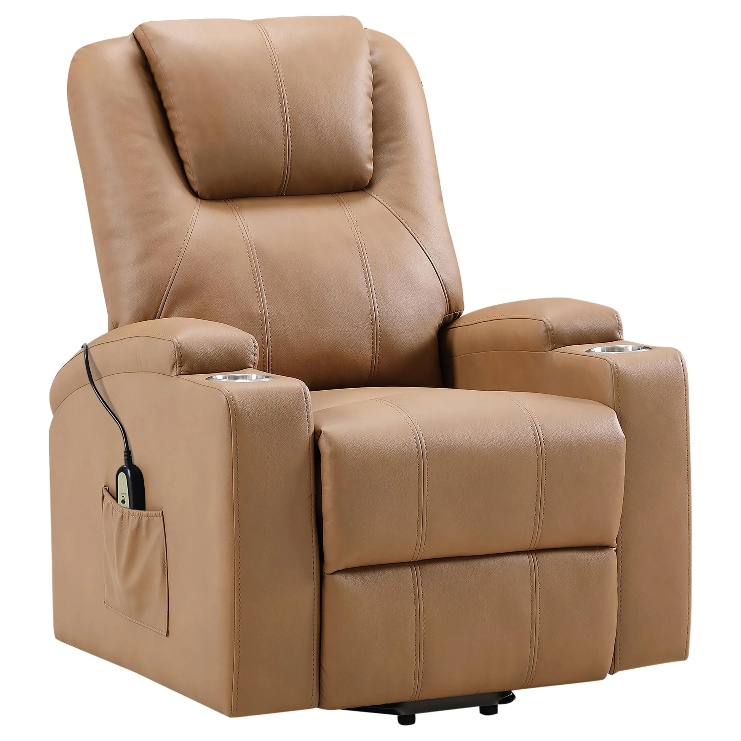 Armstrong Camel Upholstered Power Lift Massage Recliner - Image 4