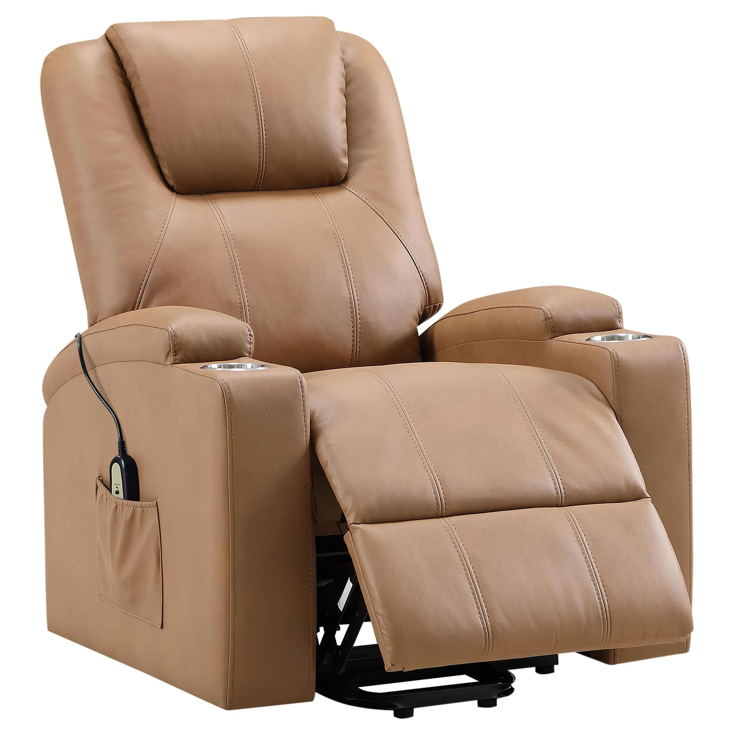 Armstrong Camel Upholstered Power Lift Massage Recliner - Image 7