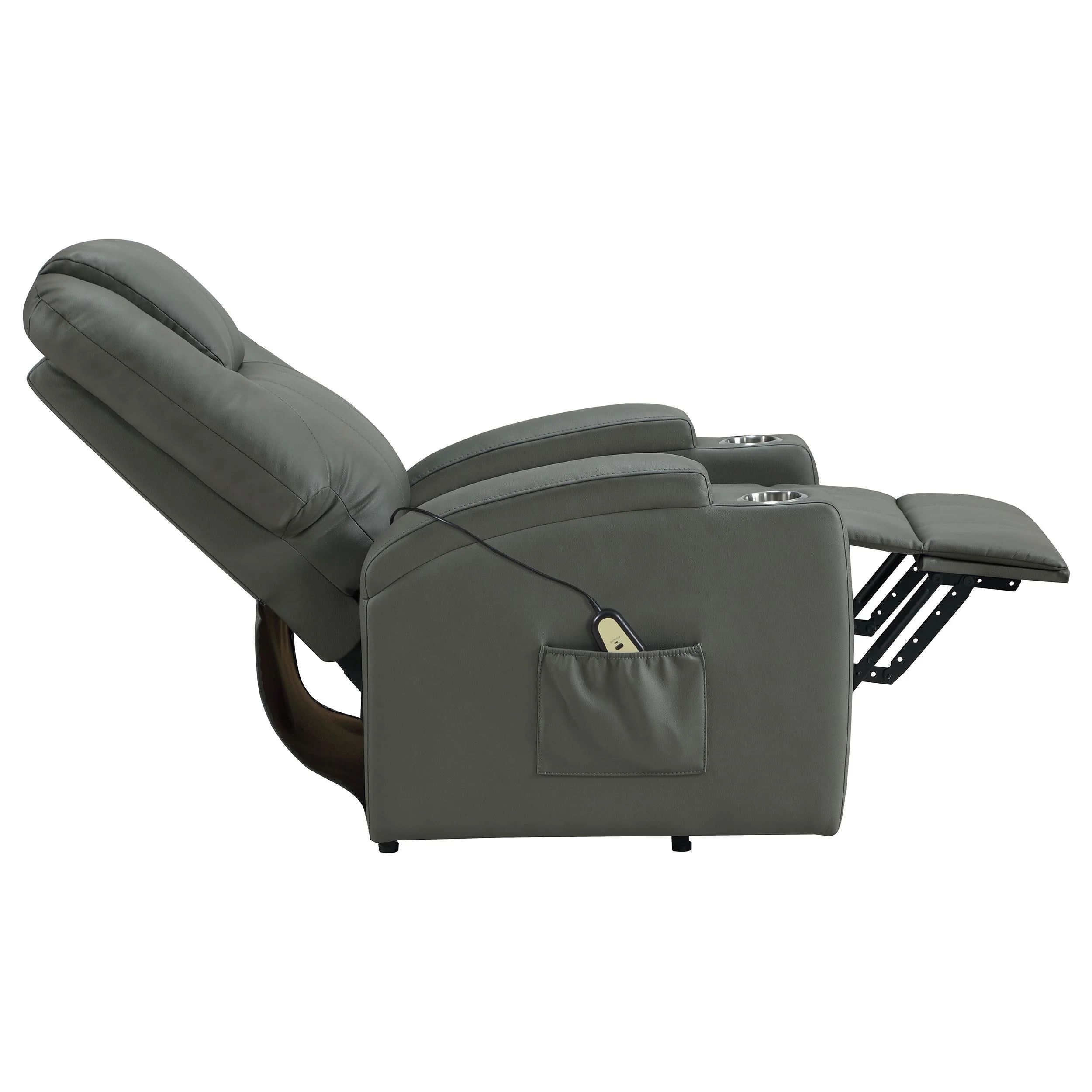 Armstrong Gray Upholstered Power Lift Massage Recliner - Image 10
