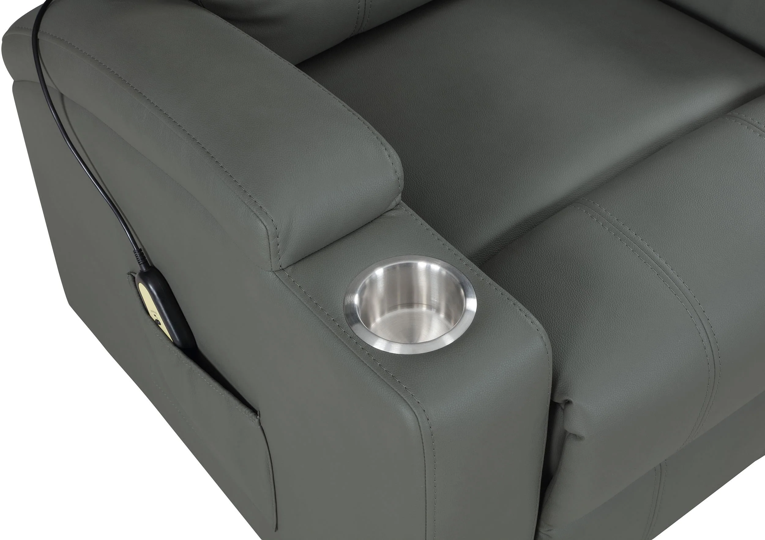 Armstrong Gray Upholstered Power Lift Massage Recliner - Image 11