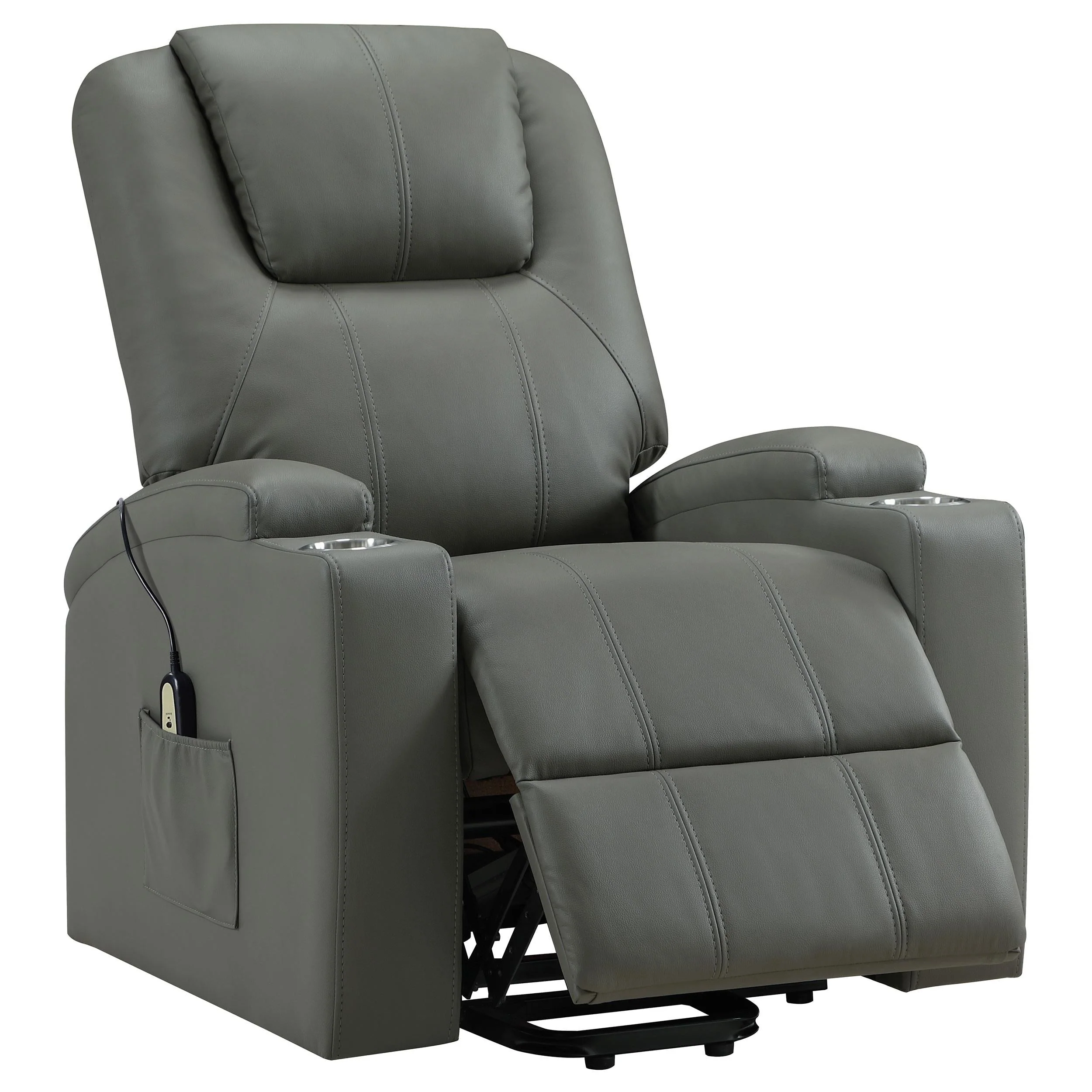 Armstrong Gray Upholstered Power Lift Massage Recliner - Image 4