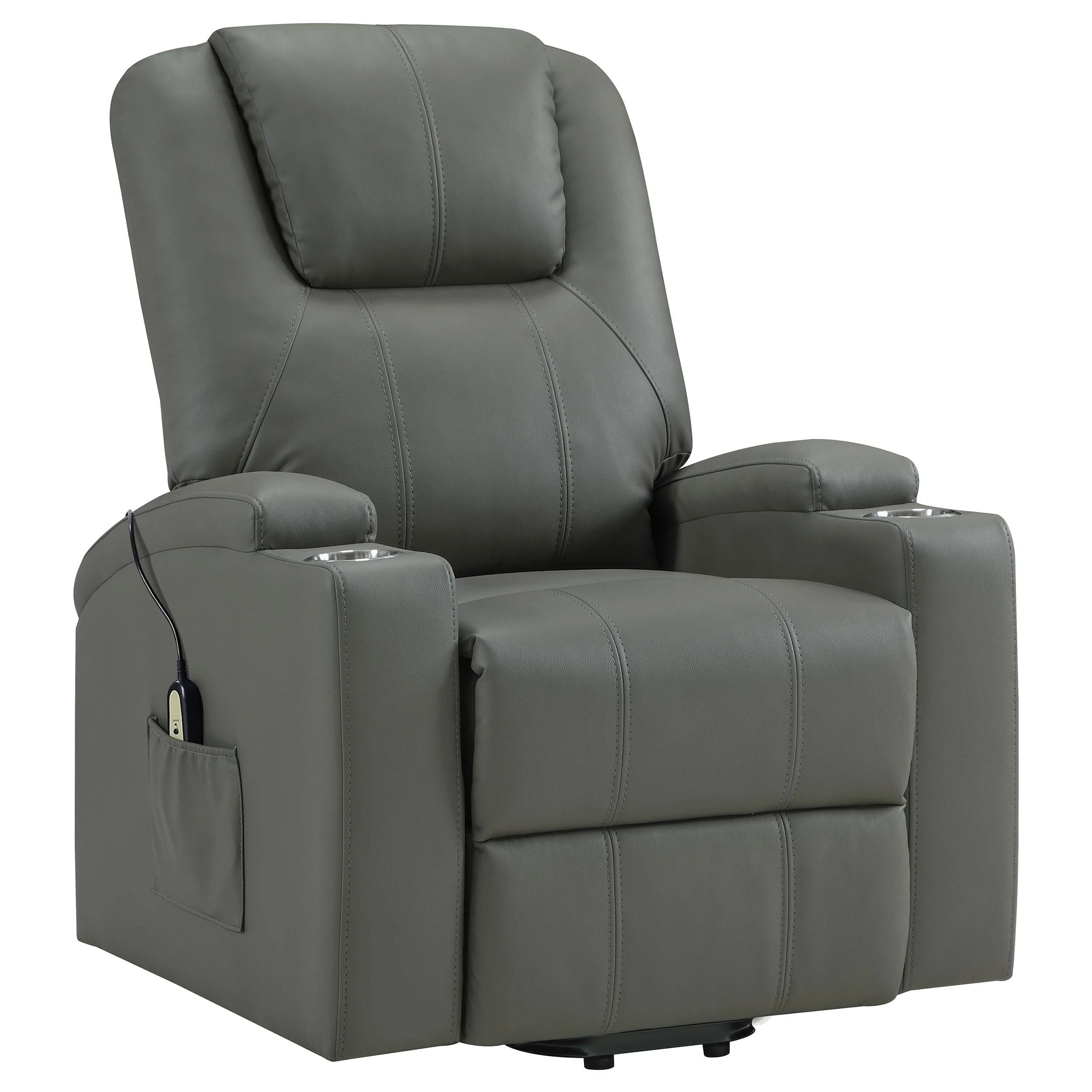 Armstrong Gray Upholstered Power Lift Massage Recliner - Image 5