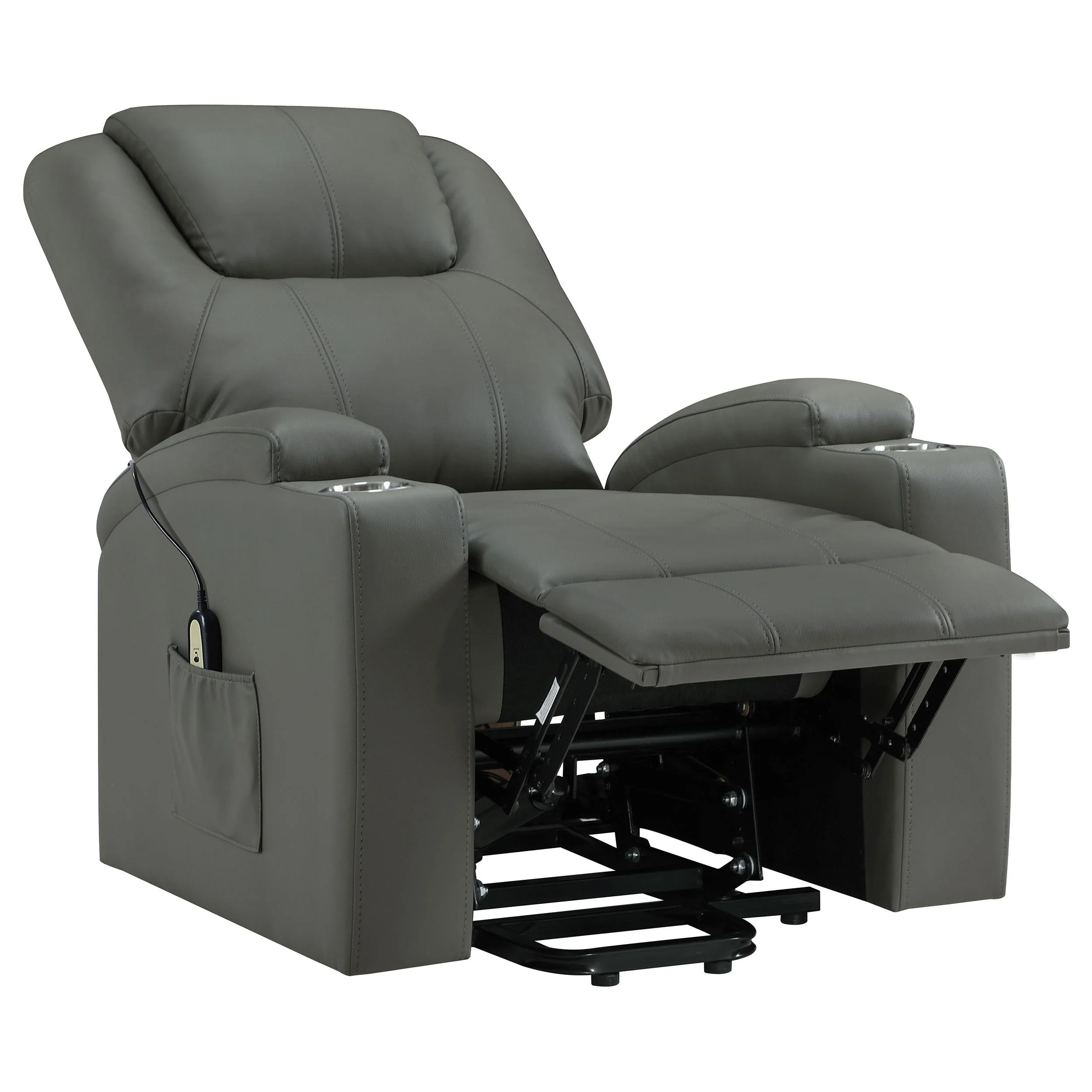 Armstrong Gray Upholstered Power Lift Massage Recliner - Image 6