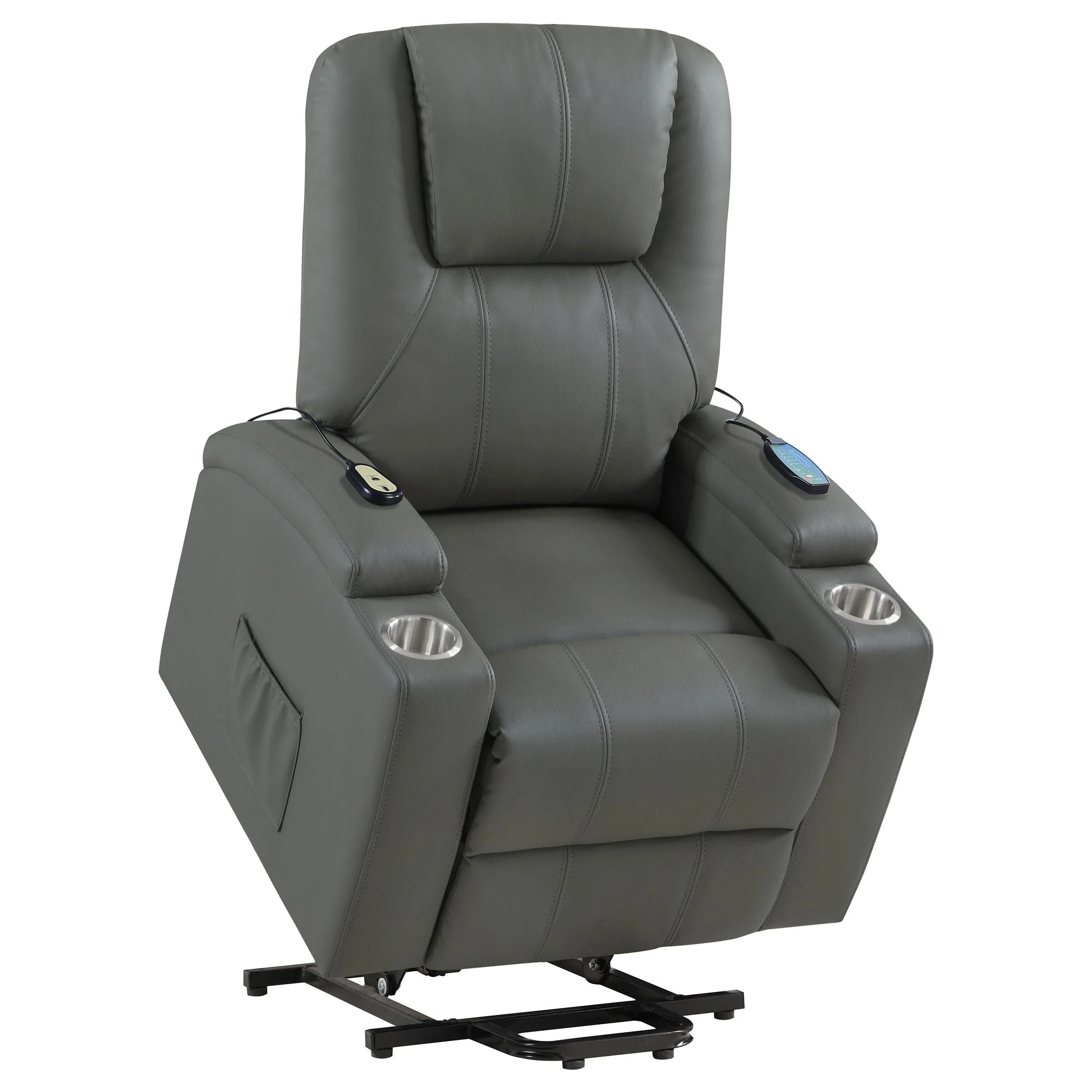 Armstrong Gray Upholstered Power Lift Massage Recliner - Image 8