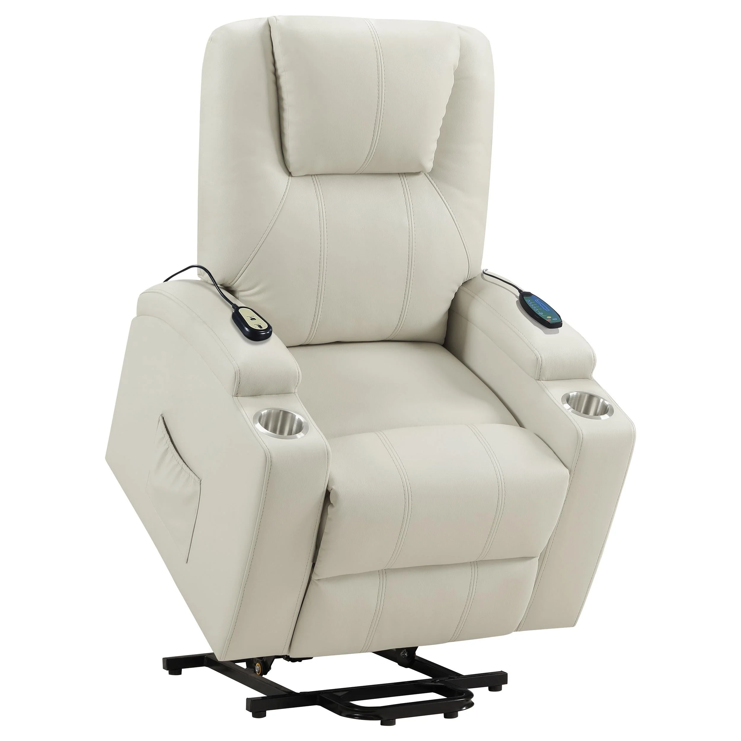 Armstrong Ivory Upholstered Power Lift Massage Recliner - Image 8