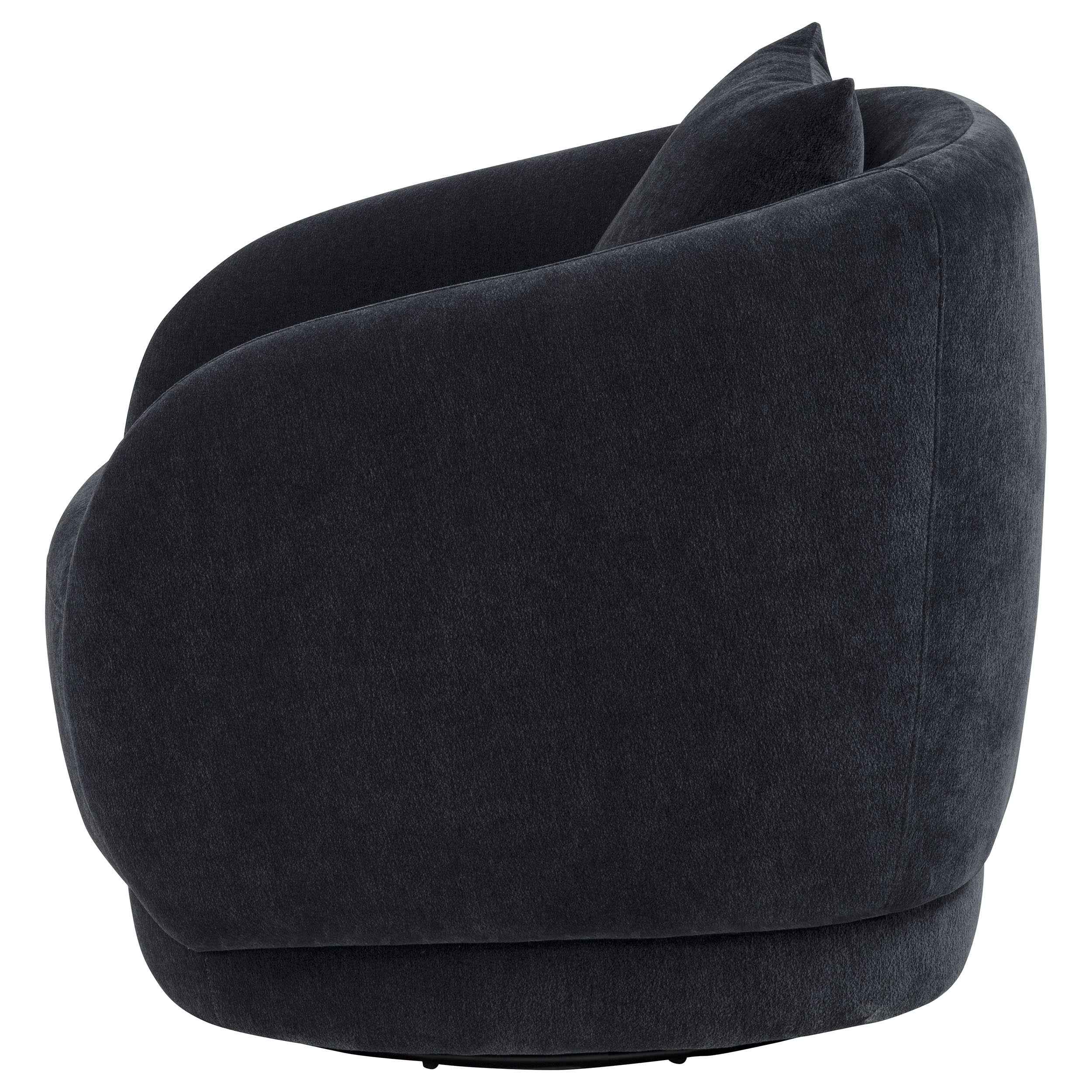 Arnaud Navy Chenille Upholstered Swivel Accent Chair - Image 5